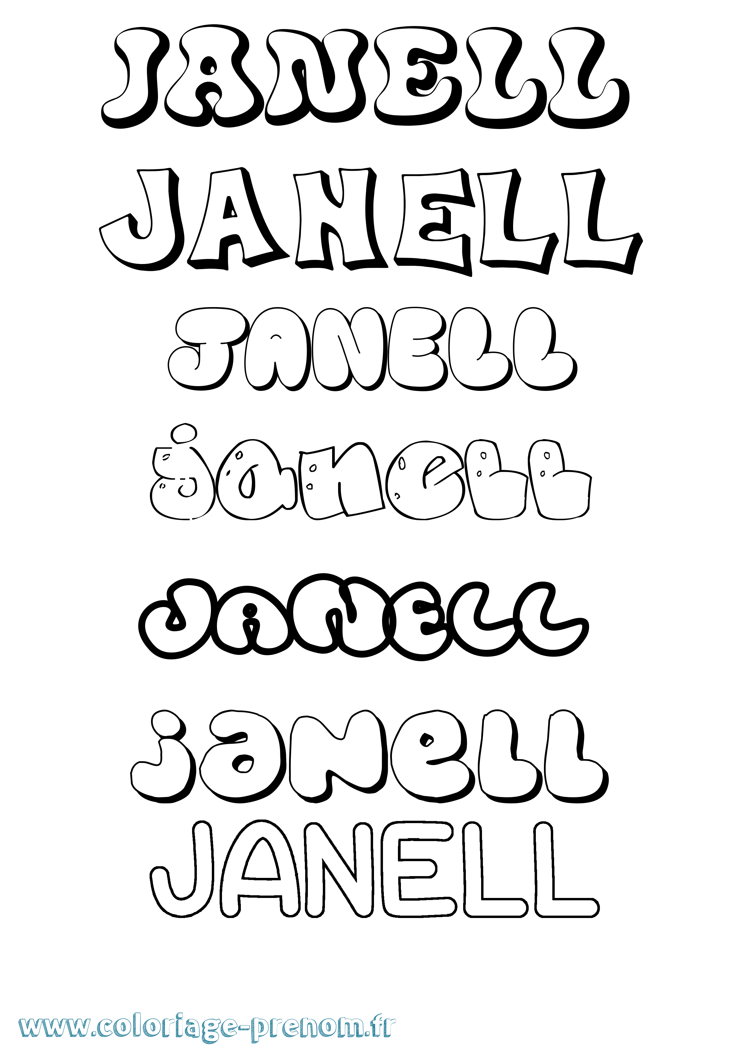 Coloriage Janell Bubble Coloriage prénom Janell Bubble