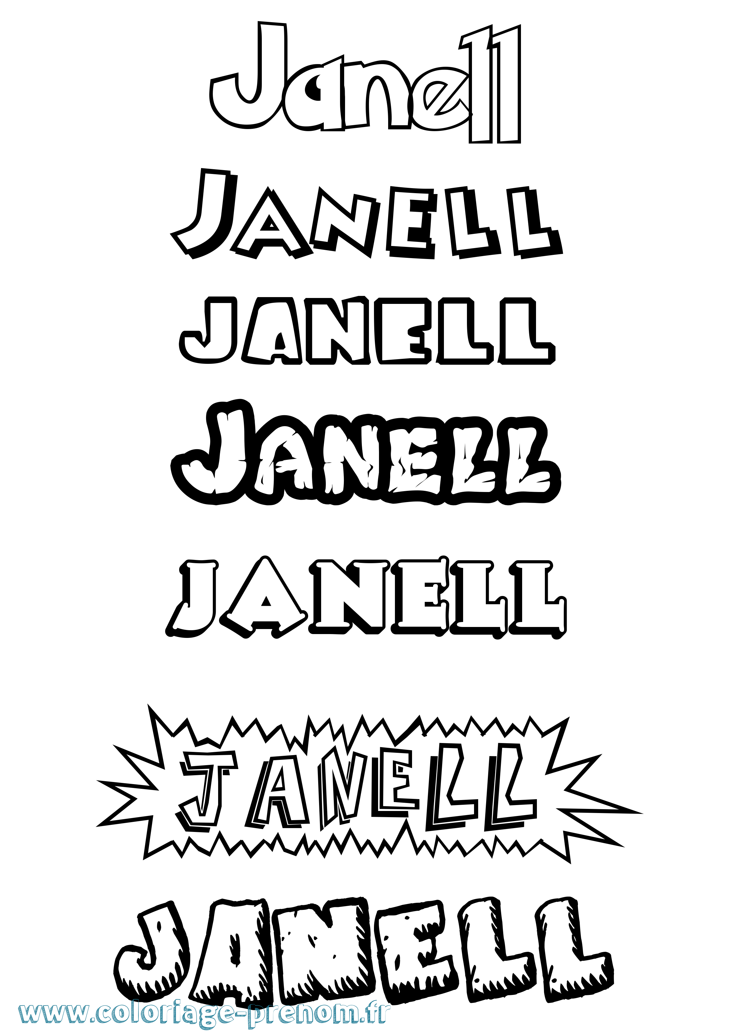 Coloriage Janell Dessin Animé Coloriage prénom Janell Dessin Animé