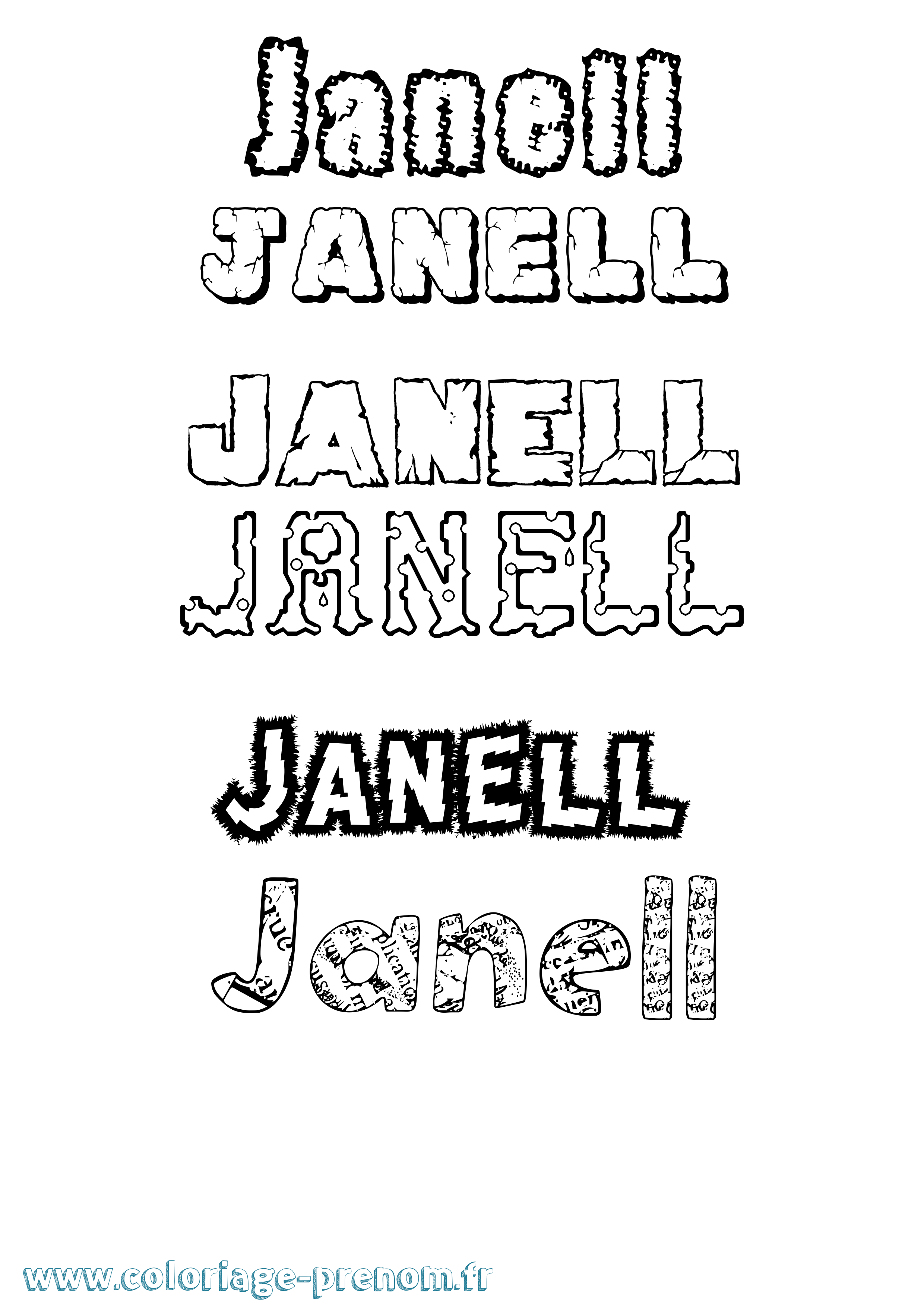 Coloriage Janell Destructuré Coloriage prénom Janell Destructuré