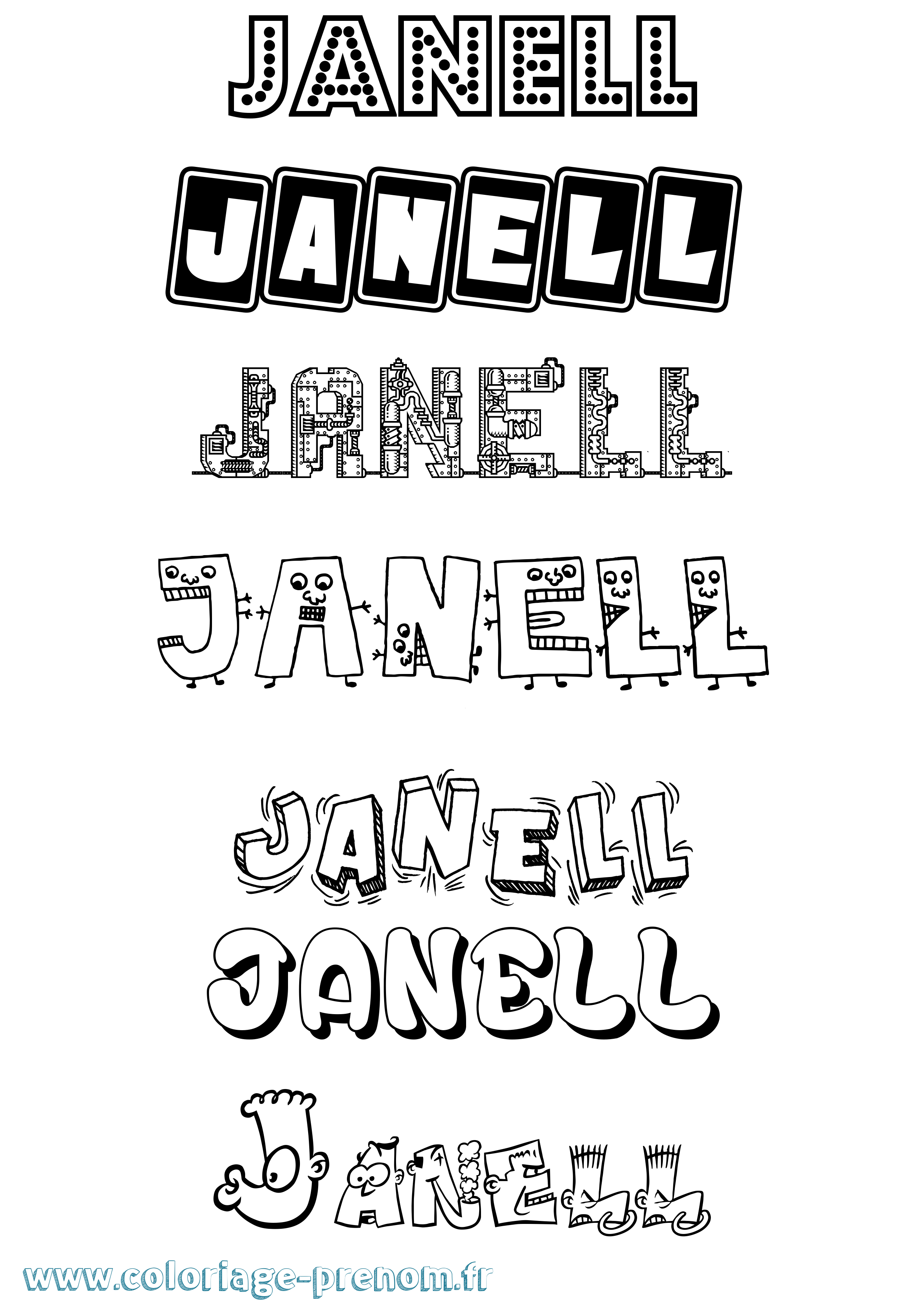 Coloriage Janell Fun Coloriage prénom Janell Fun