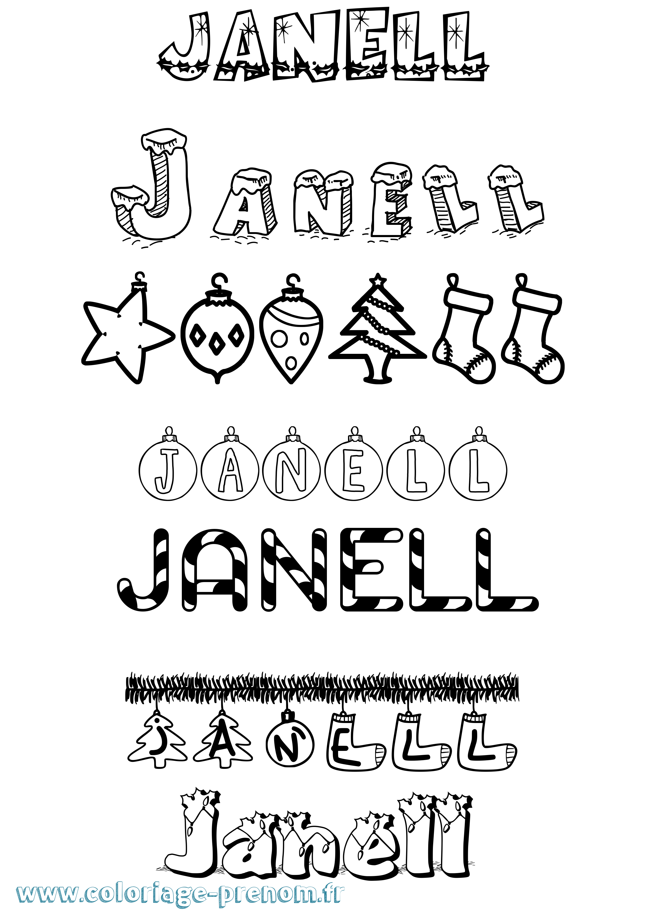 Coloriage Janell Noël Coloriage prénom Janell Noël