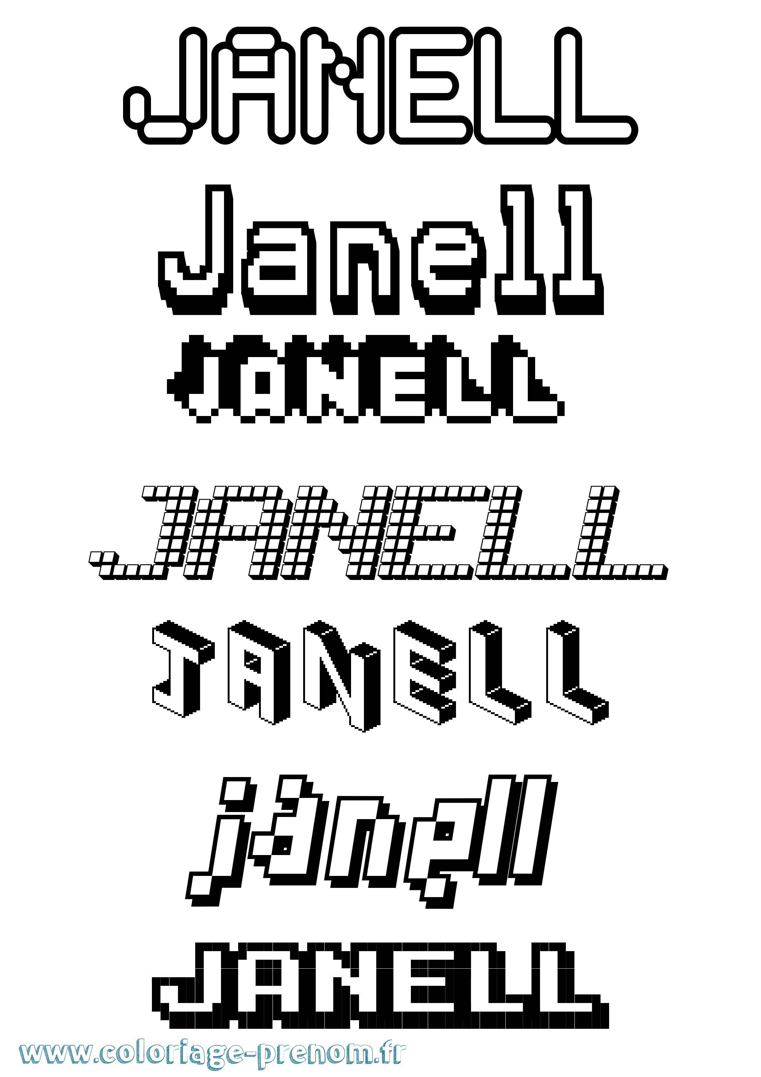 Coloriage Janell Pixel Coloriage prénom Janell Pixel