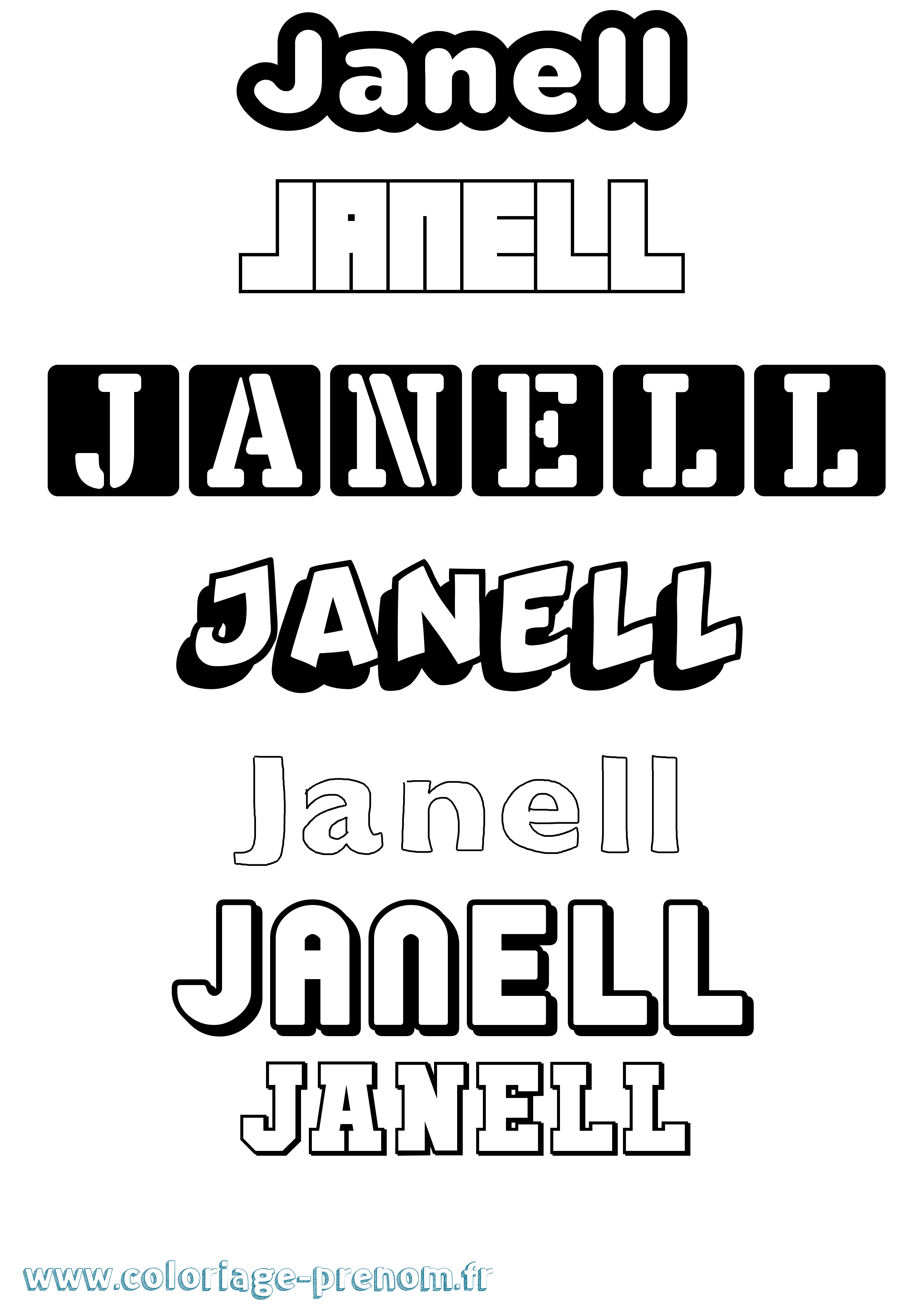 Coloriage Janell Simple Coloriage prénom Janell Simple