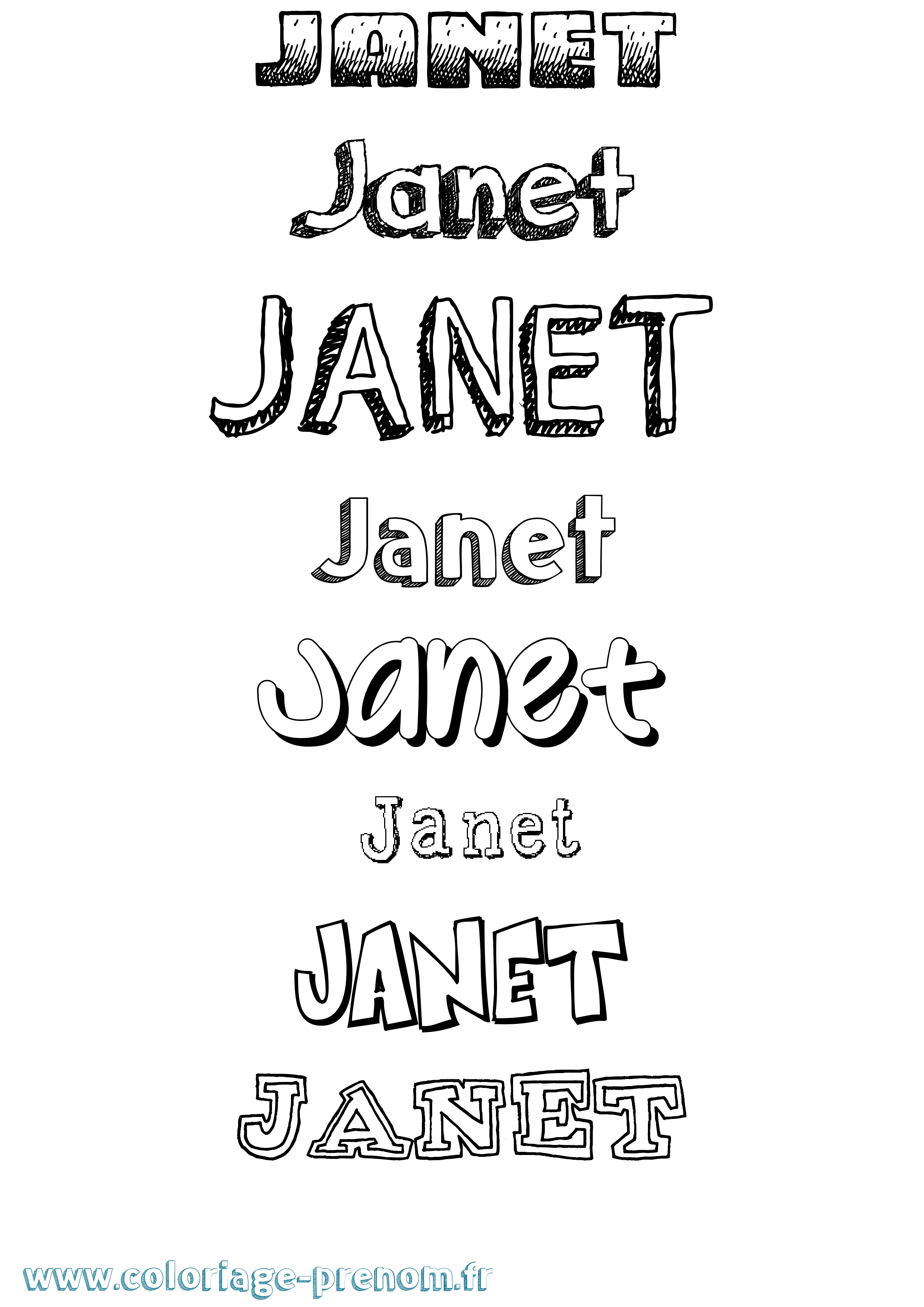 Coloriage Janet Dessiné Coloriage prénom Janet Dessiné