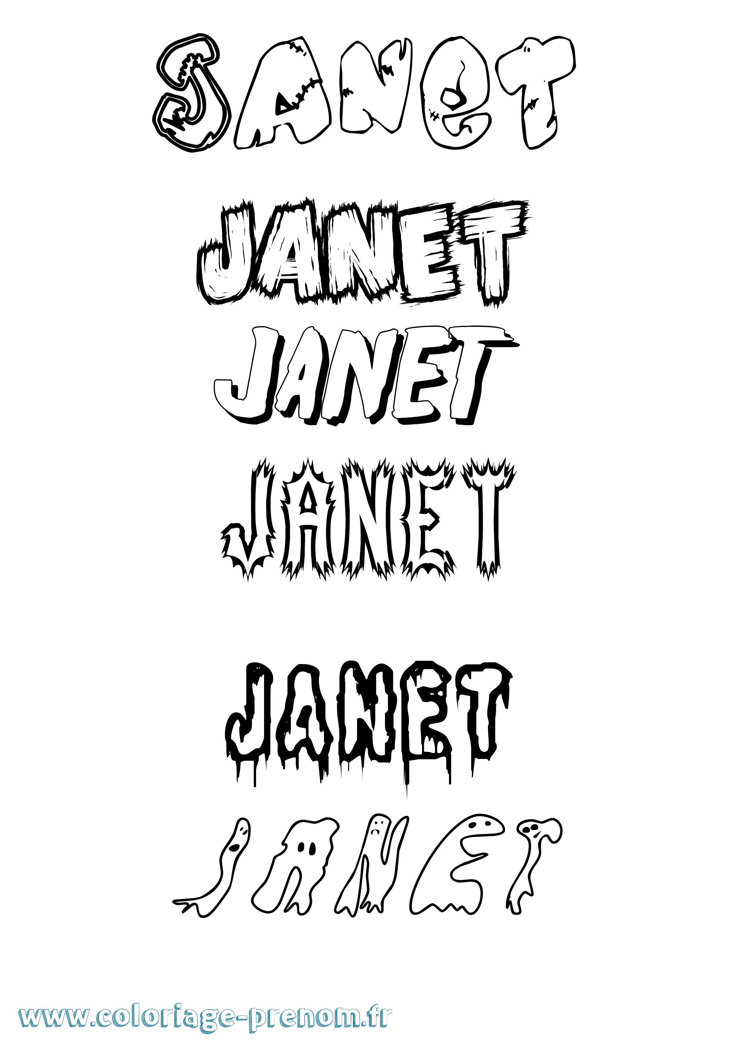 Coloriage Janet Frisson Coloriage prénom Janet Frisson
