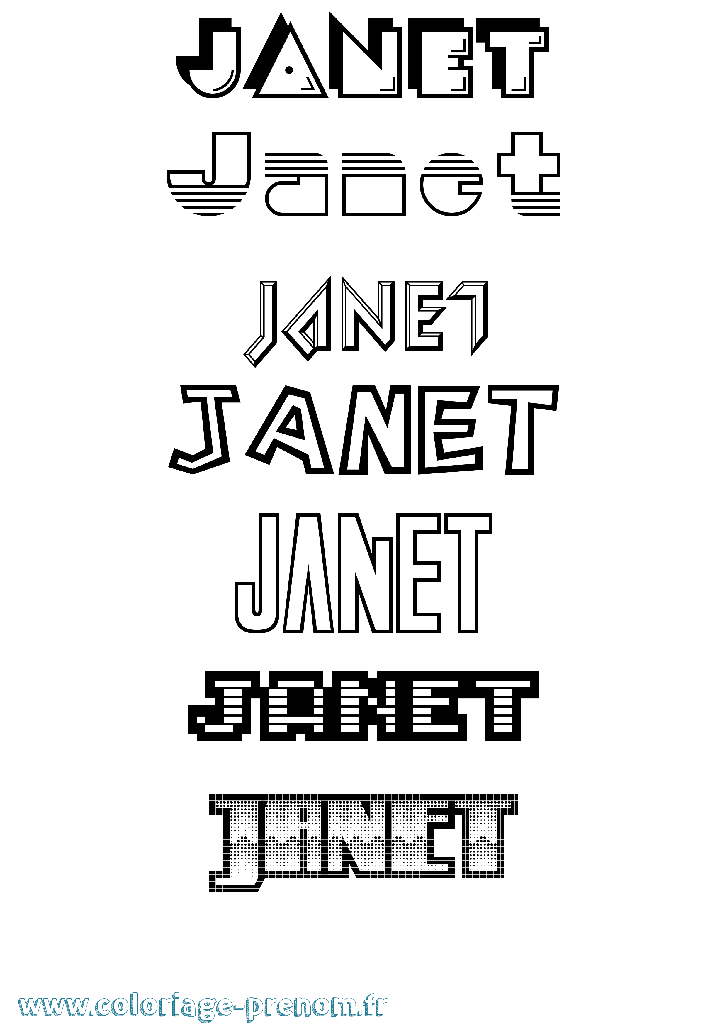 Coloriage Janet Jeux Vidéos Coloriage prénom Janet Jeux Vidéos