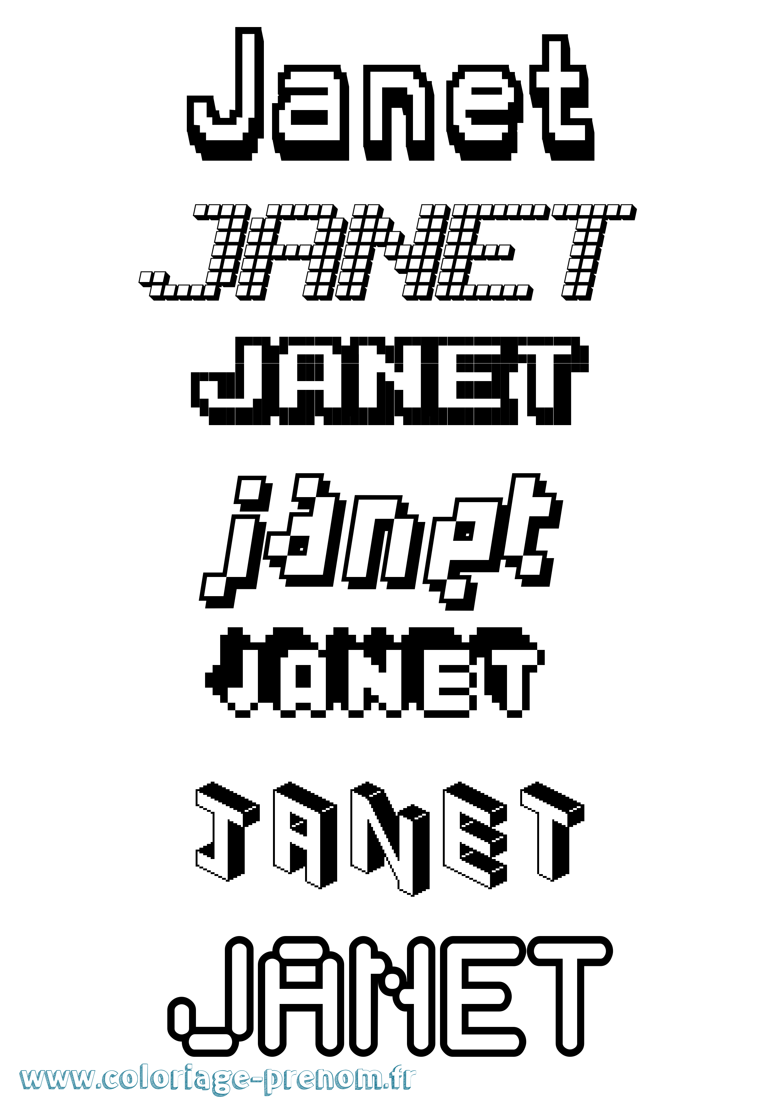 Coloriage Janet Pixel Coloriage prénom Janet Pixel