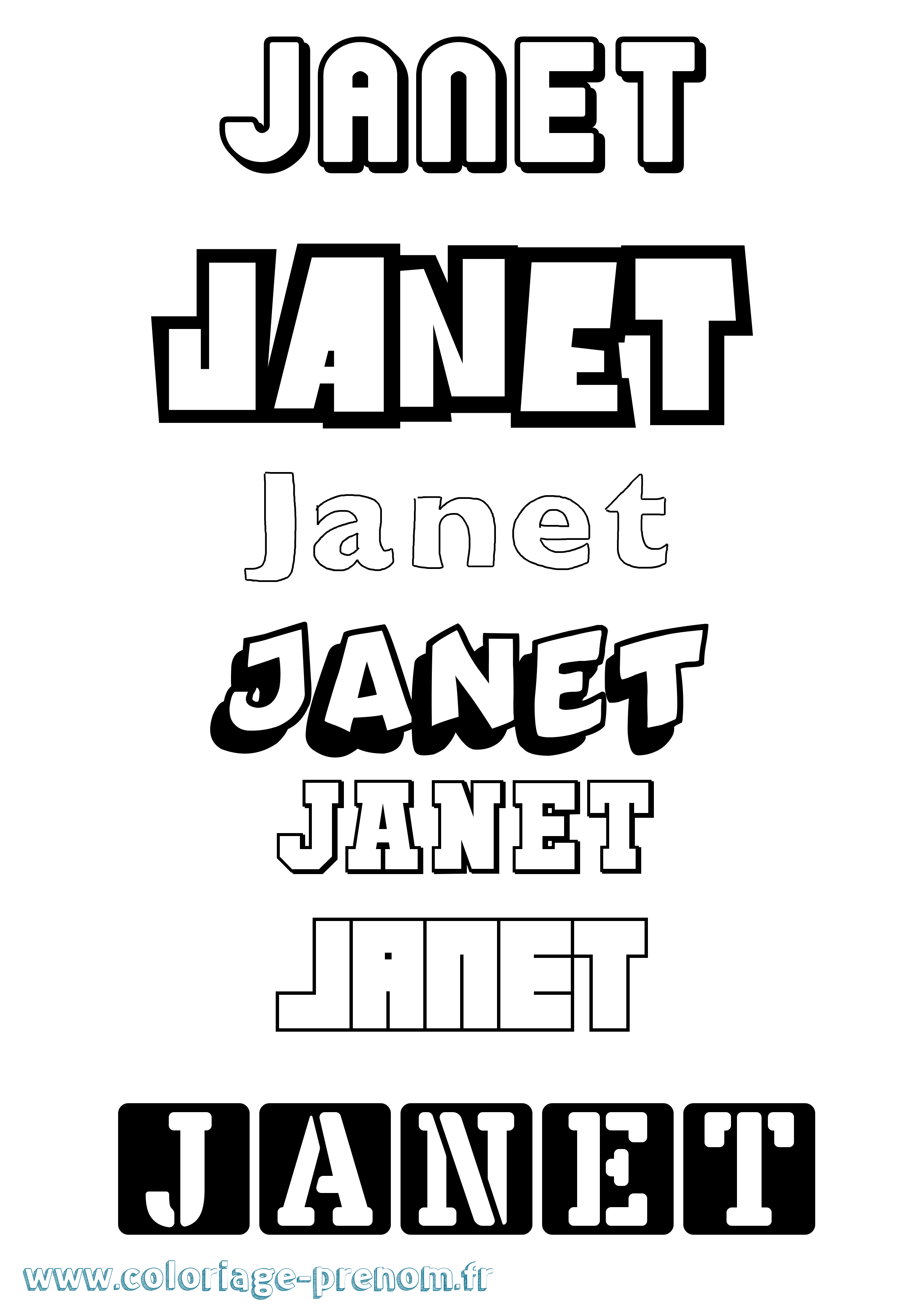 Coloriage Janet Simple Coloriage prénom Janet Simple