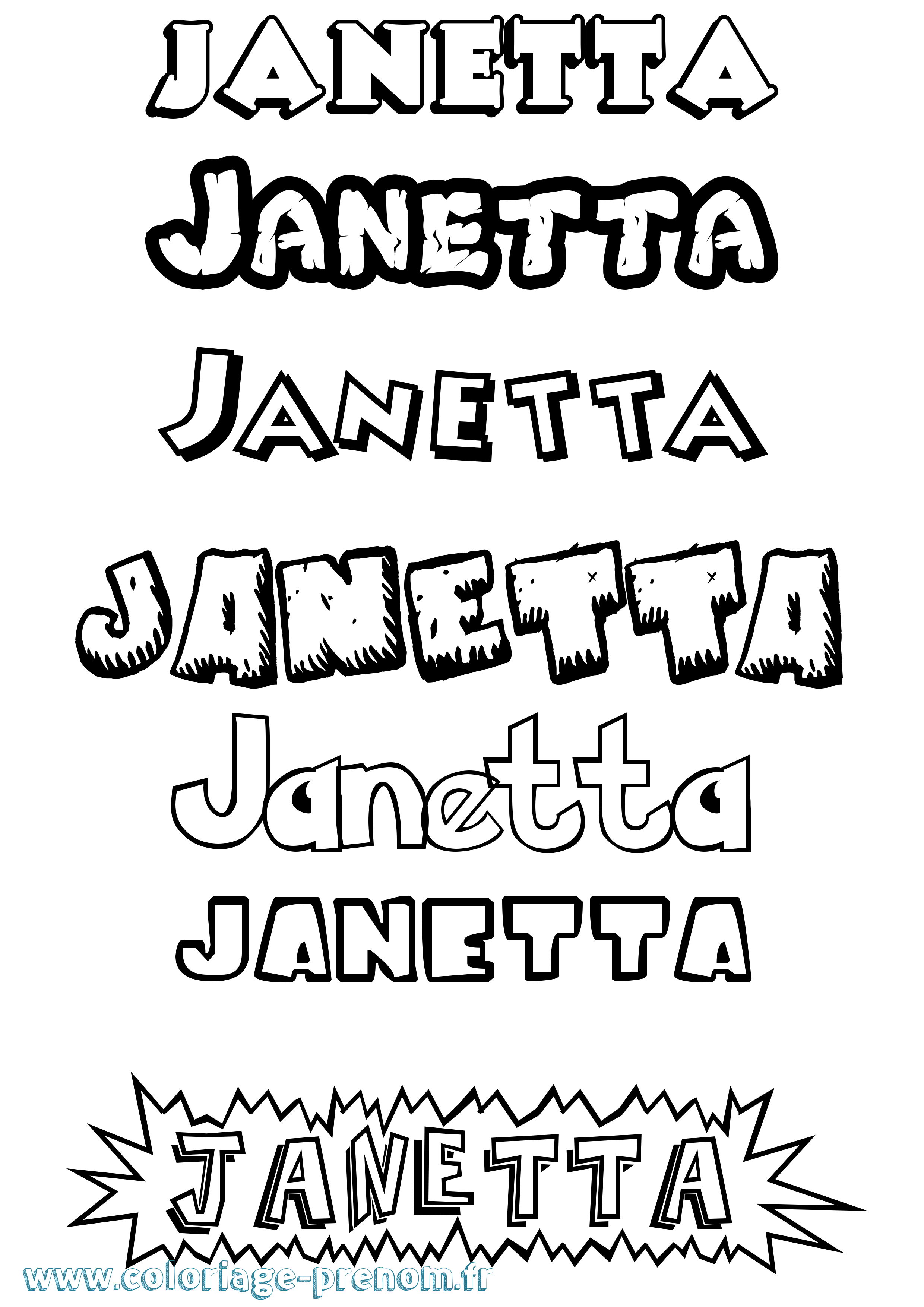 Coloriage Janetta Dessin Animé Coloriage prénom Janetta Dessin Animé