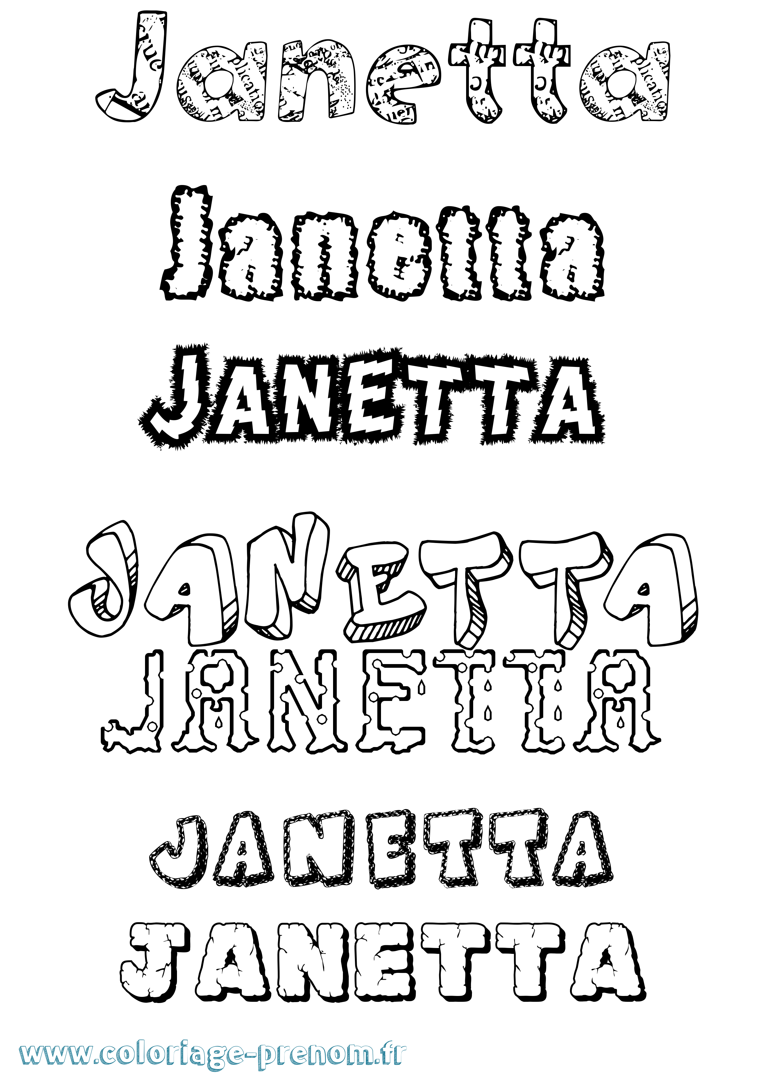 Coloriage Janetta Destructuré Coloriage prénom Janetta Destructuré