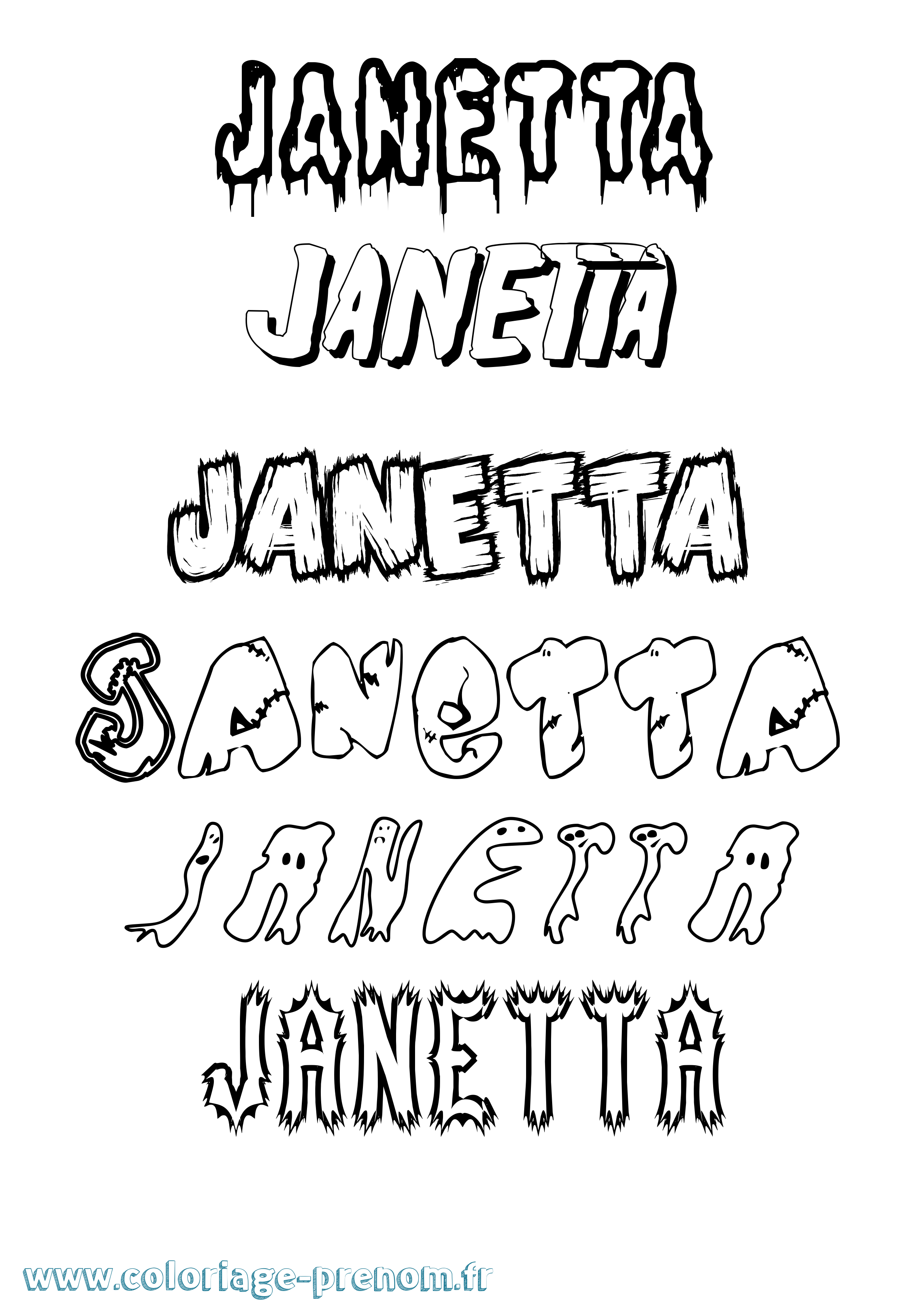 Coloriage Janetta Frisson Coloriage prénom Janetta Frisson