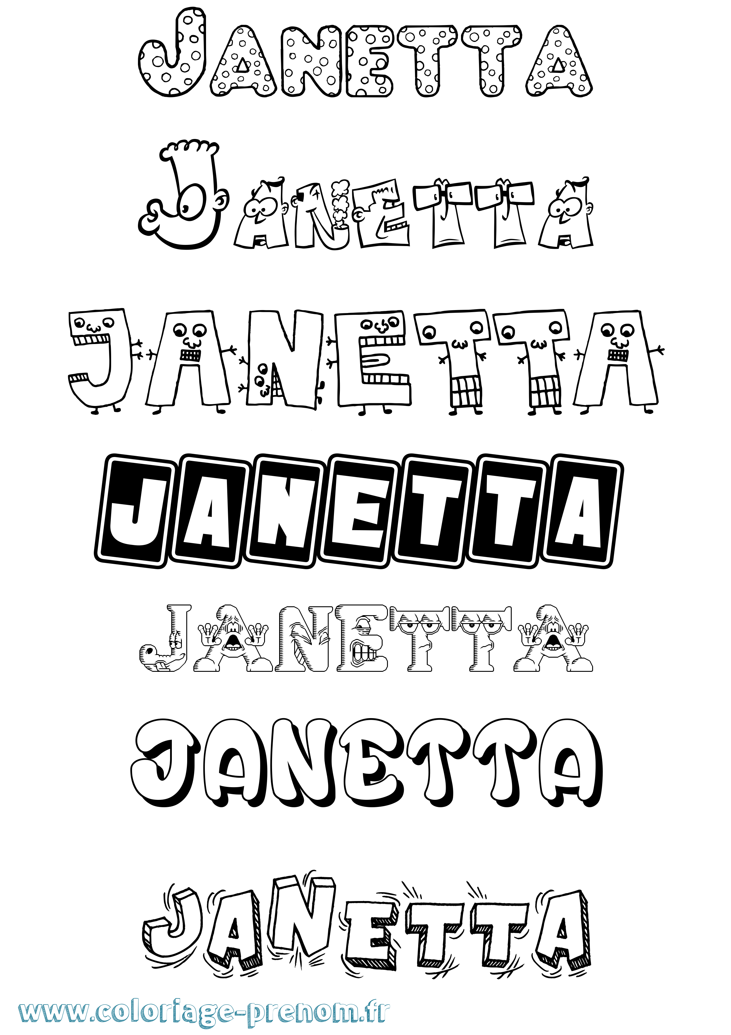 Coloriage Janetta Fun Coloriage prénom Janetta Fun