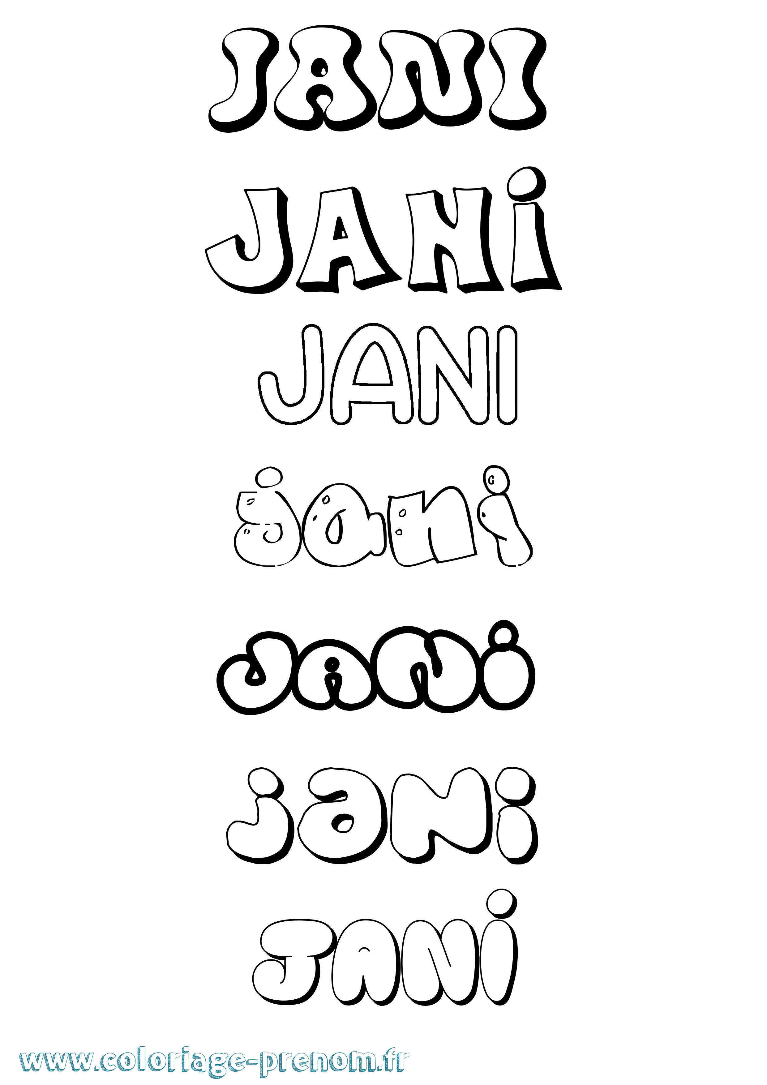 Coloriage Jani Bubble Coloriage prénom Jani Bubble