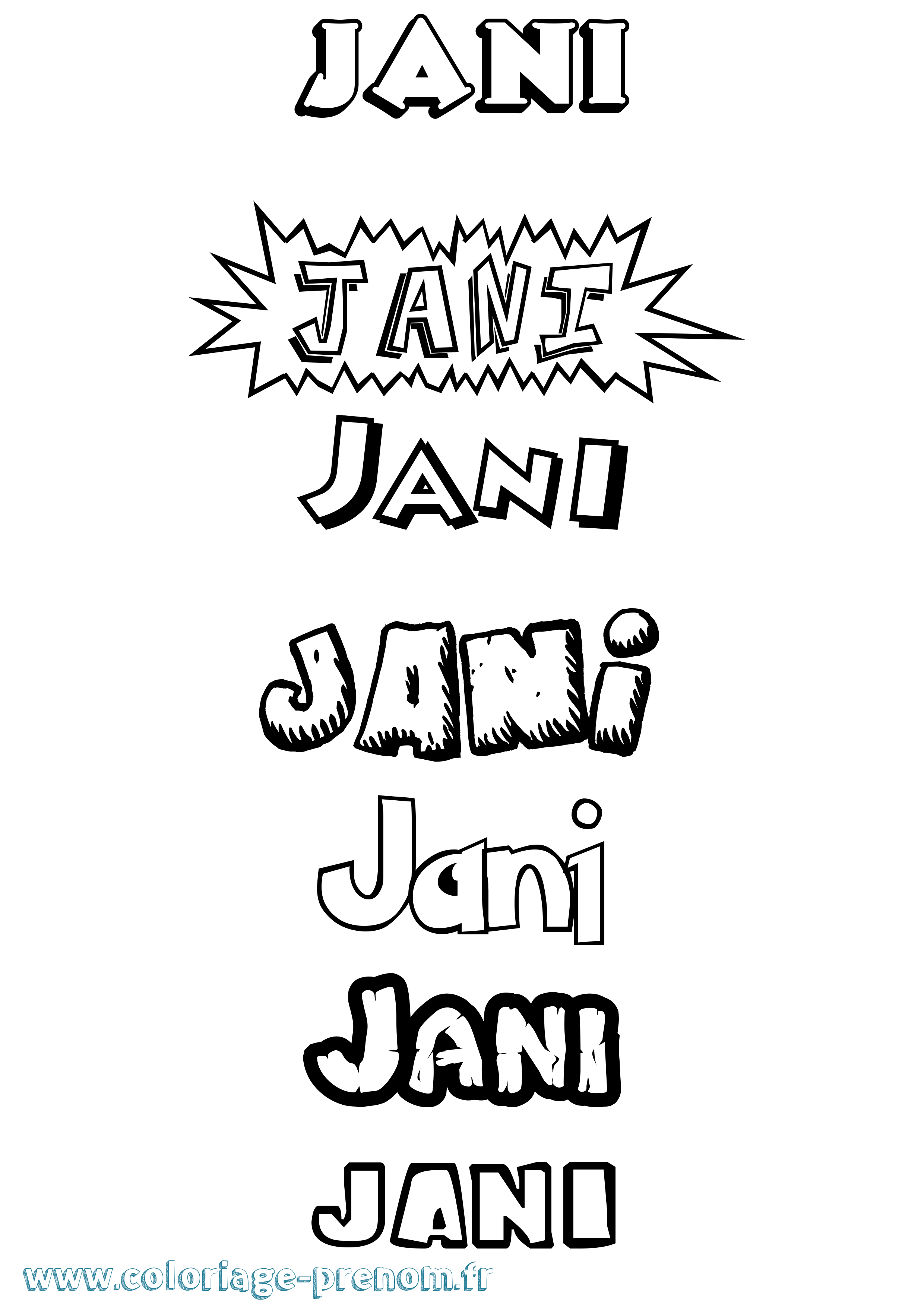 Coloriage Jani Dessin Animé Coloriage prénom Jani Dessin Animé