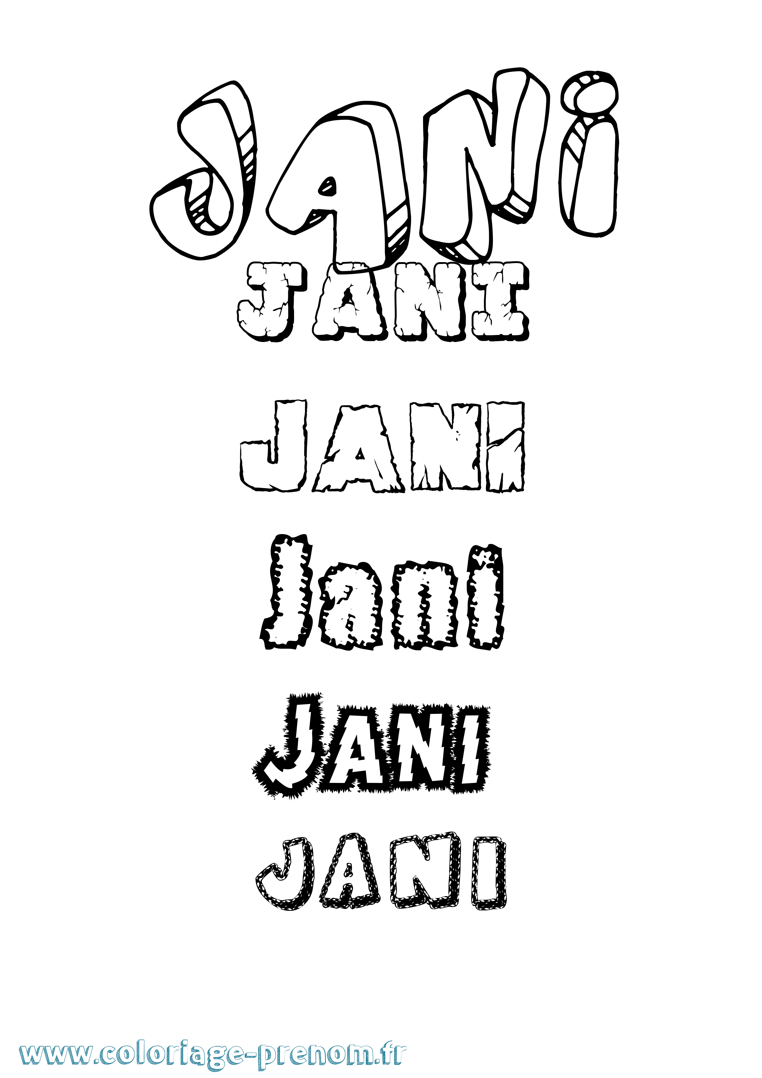 Coloriage Jani Destructuré Coloriage prénom Jani Destructuré