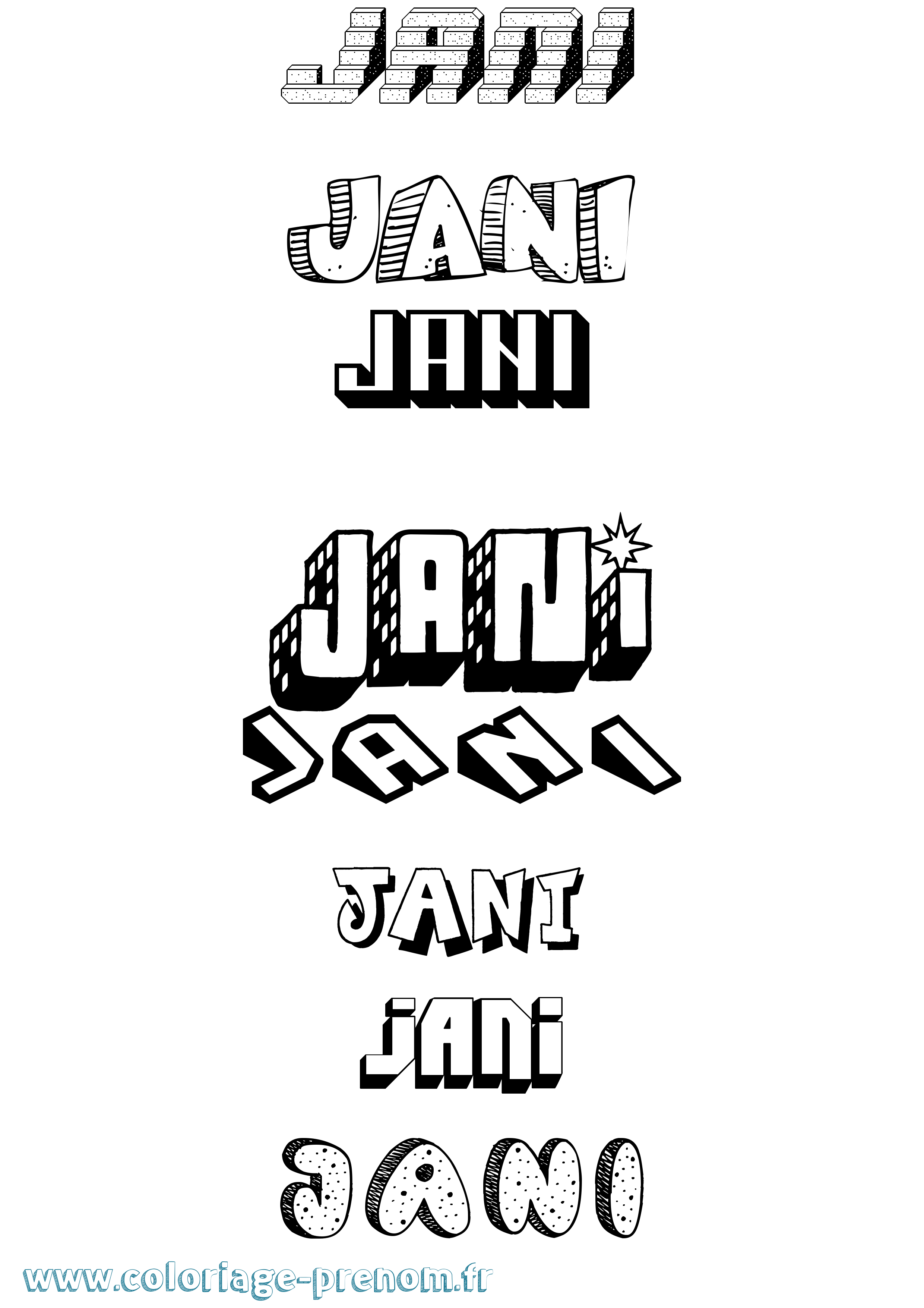 Coloriage Jani Effet 3D Coloriage prénom Jani Effet 3D