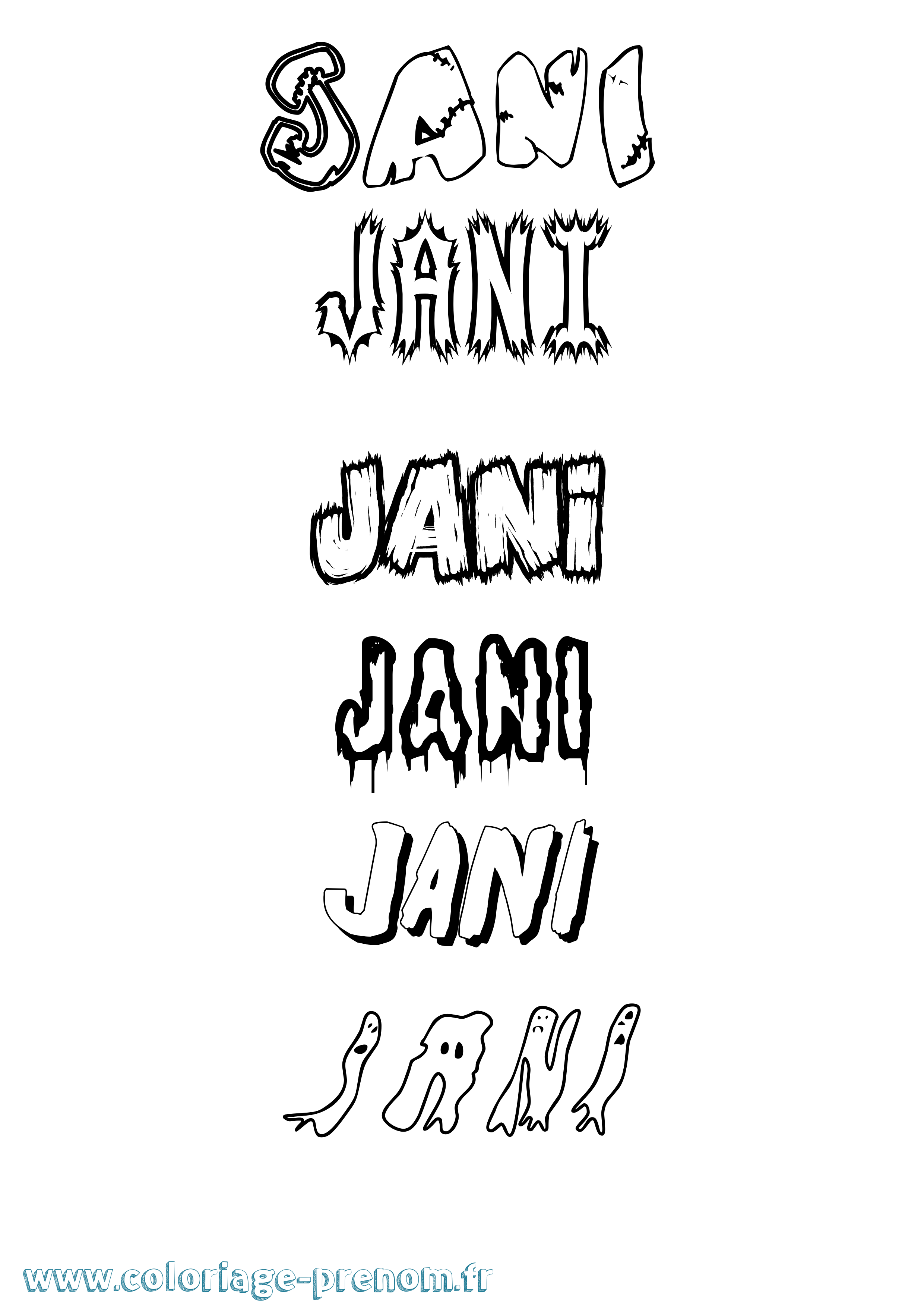 Coloriage Jani Frisson Coloriage prénom Jani Frisson