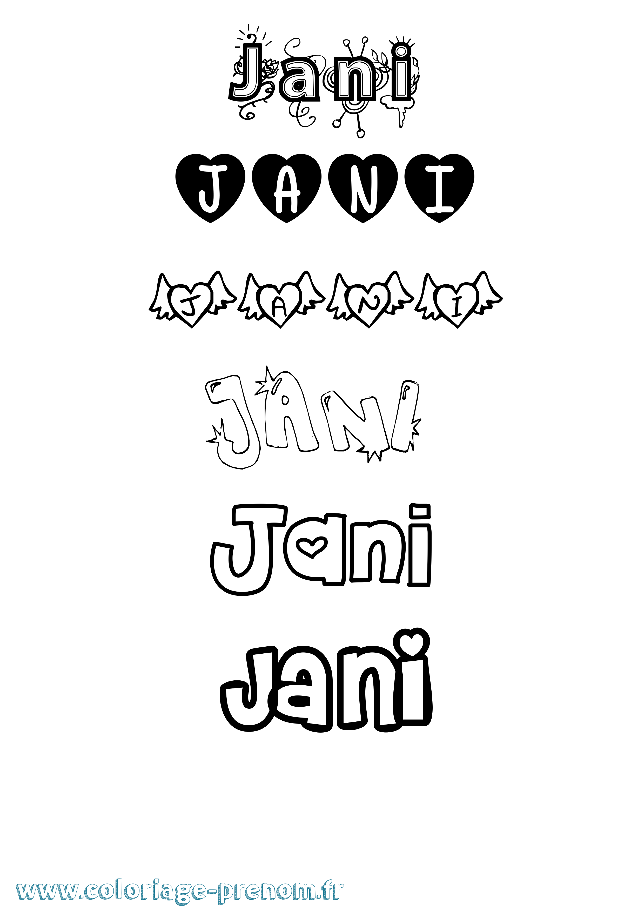 Coloriage Jani Girly Coloriage prénom Jani Girly