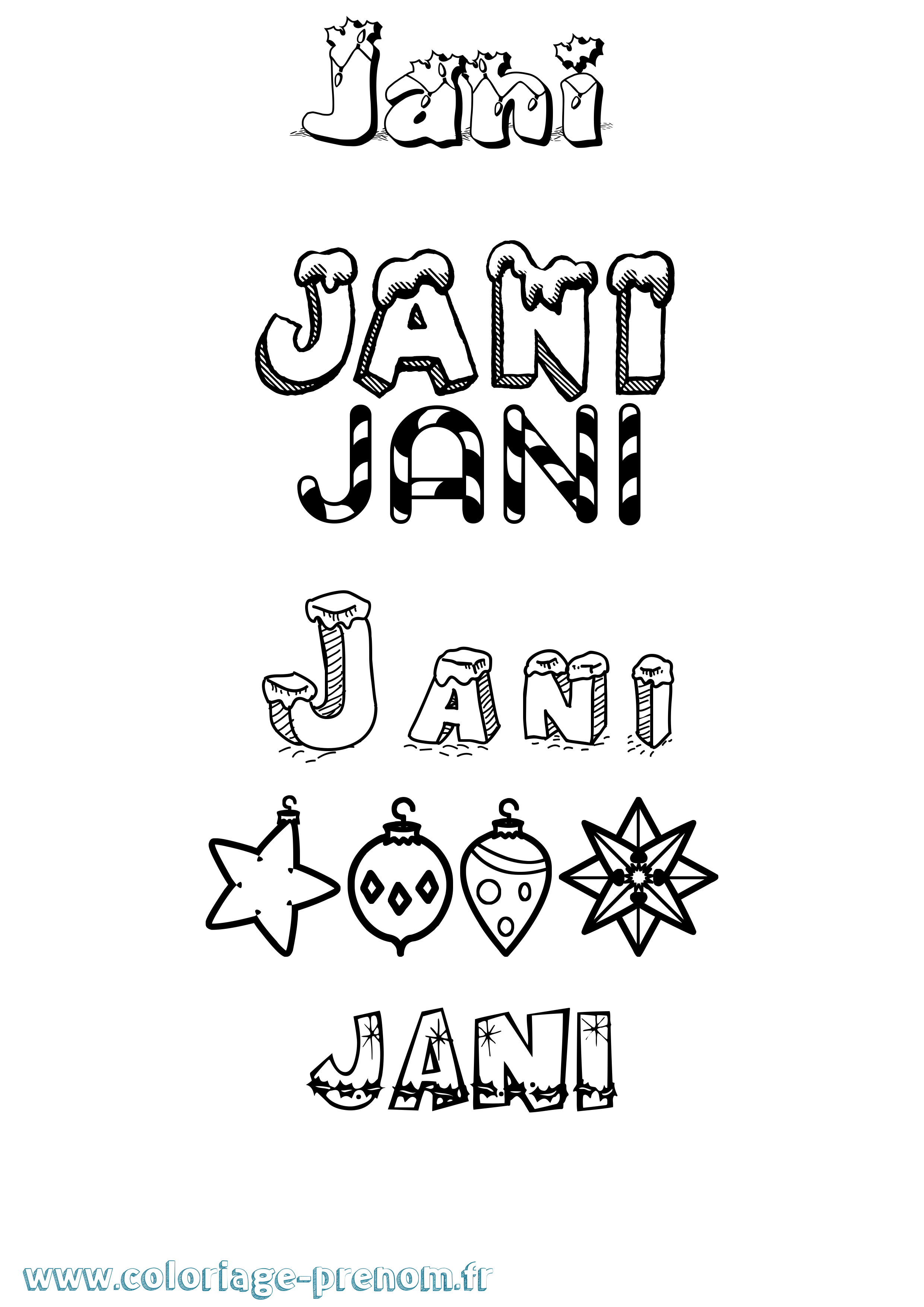 Coloriage Jani Noël Coloriage prénom Jani Noël