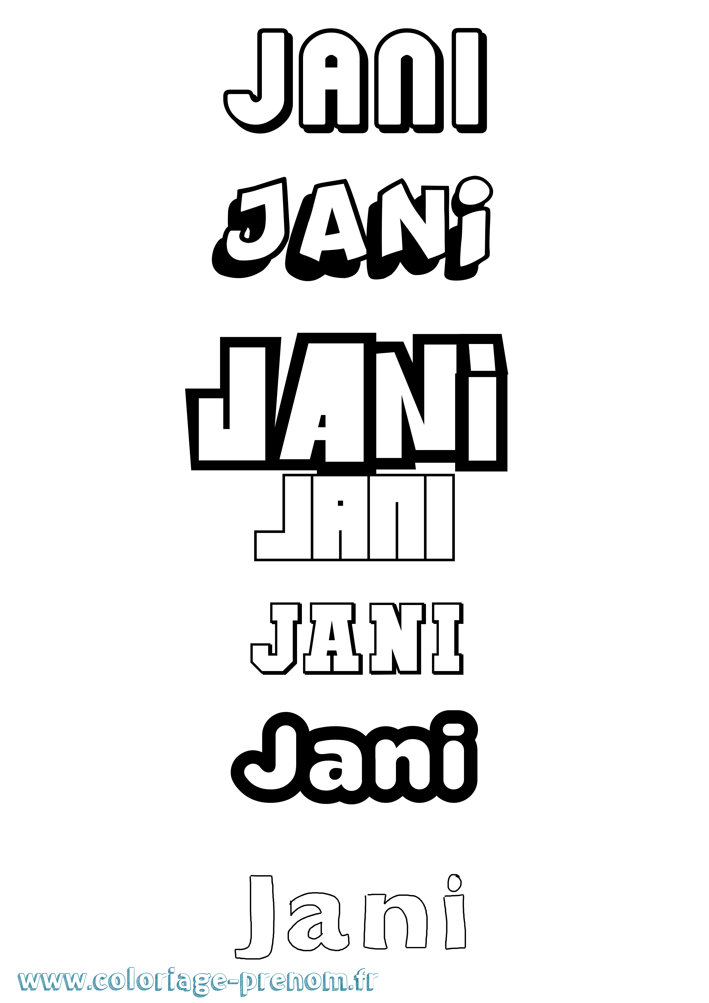 Coloriage Jani Simple Coloriage prénom Jani Simple