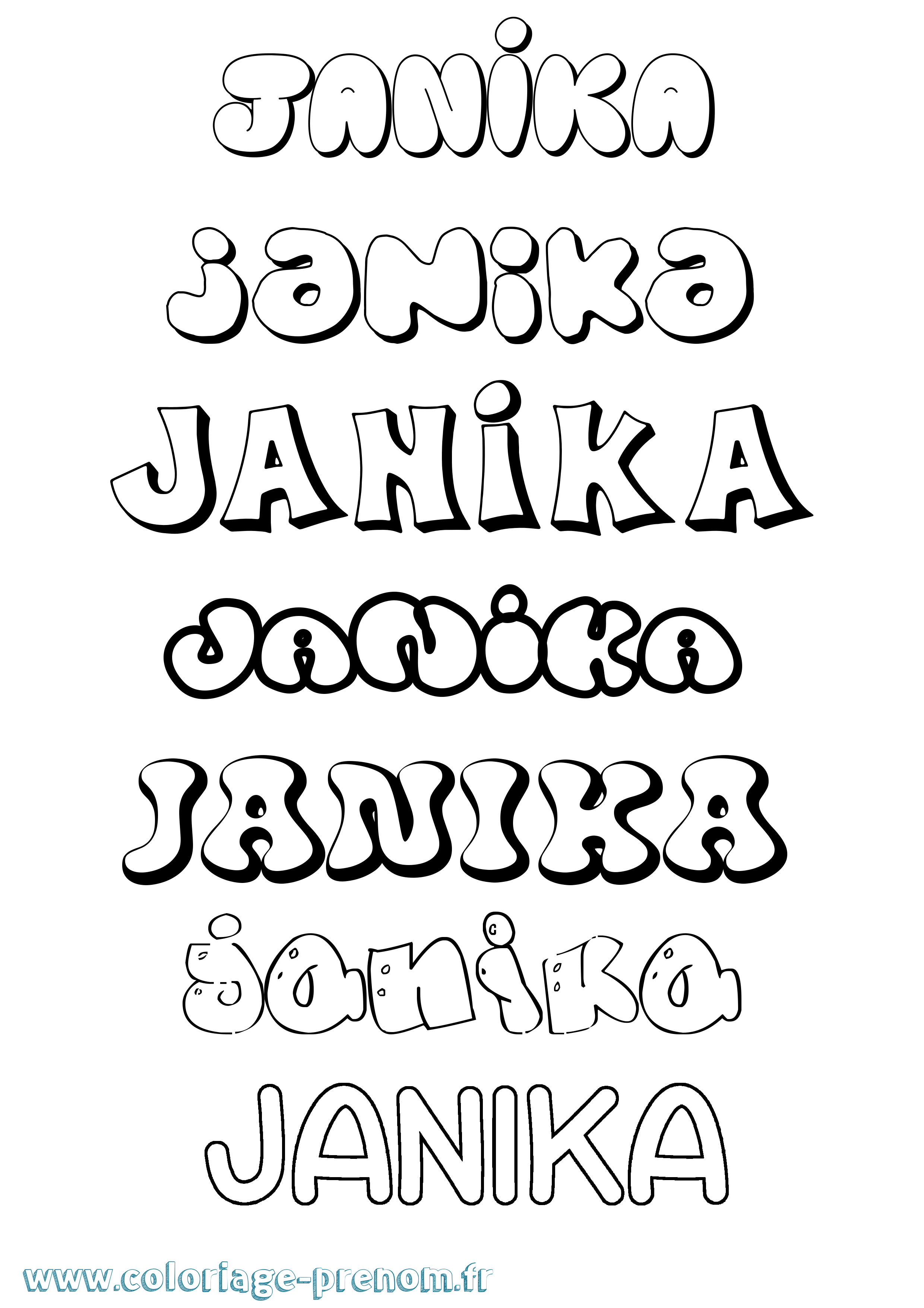 Coloriage Janika Bubble Coloriage prénom Janika Bubble