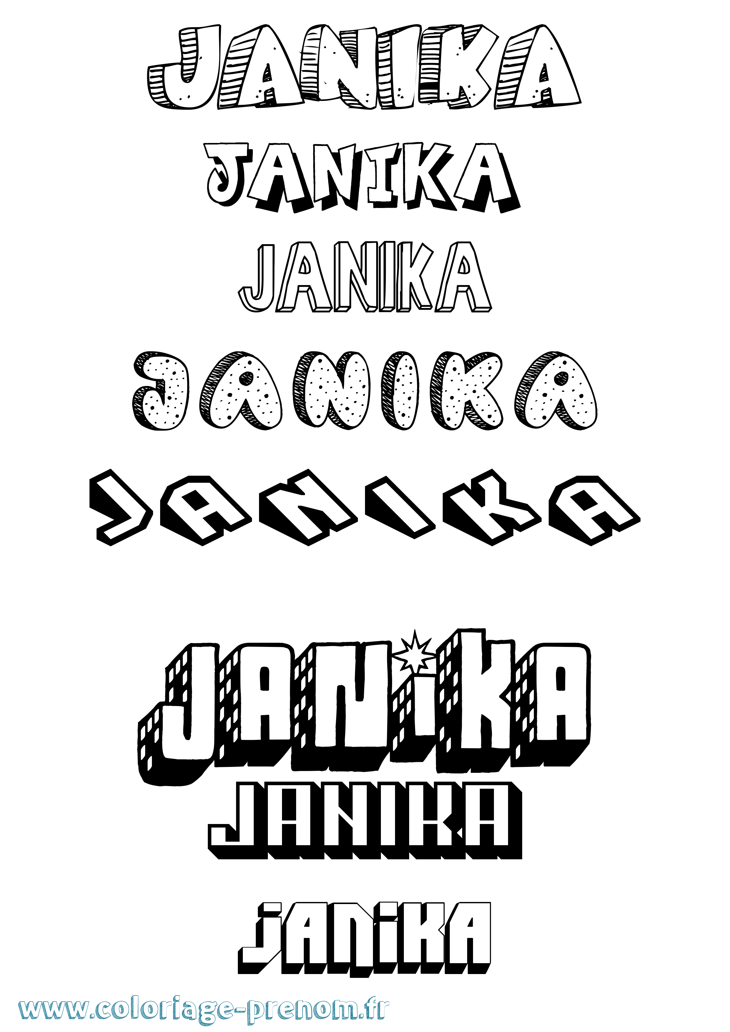 Coloriage Janika Effet 3D Coloriage prénom Janika Effet 3D