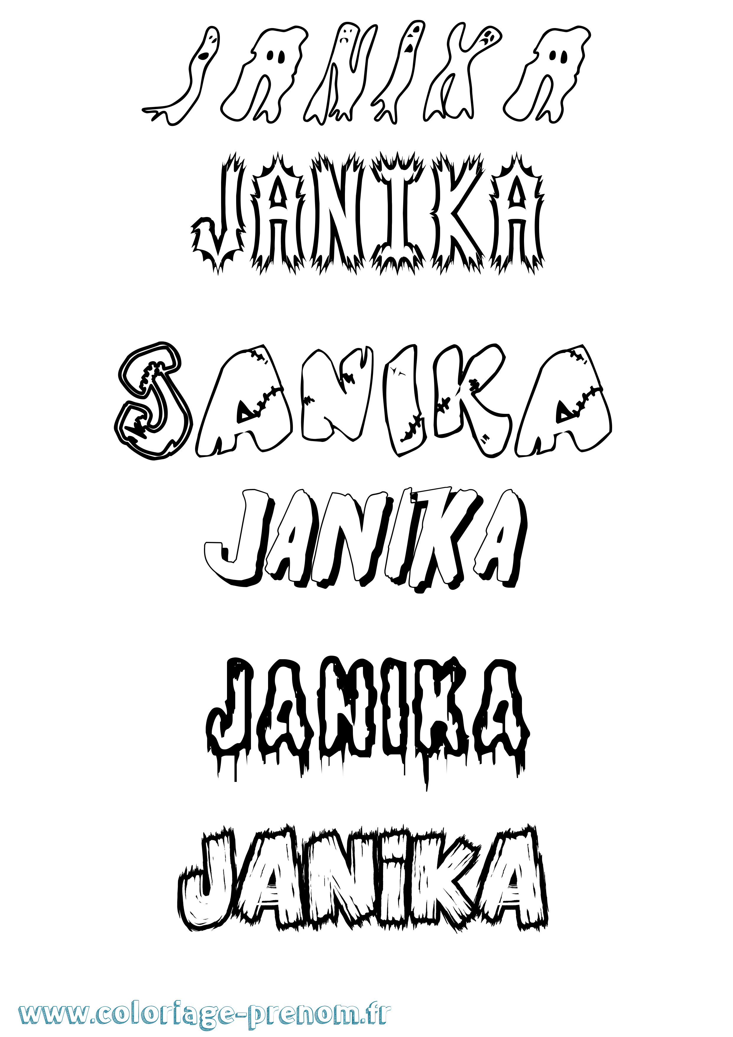 Coloriage Janika Frisson Coloriage prénom Janika Frisson