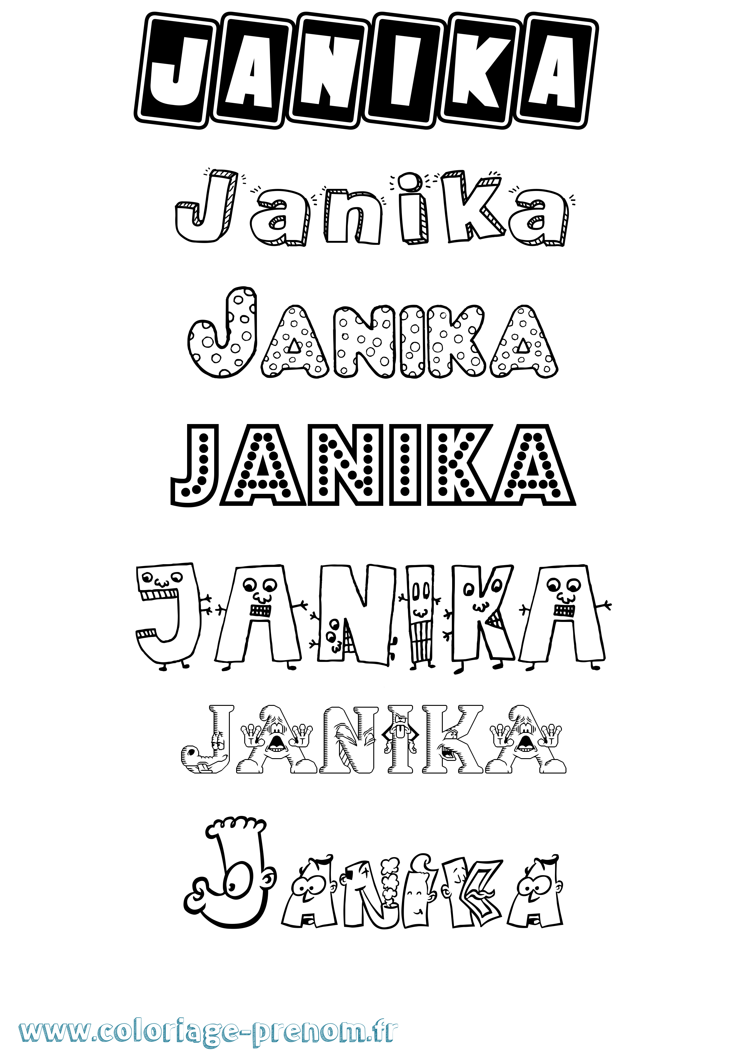 Coloriage Janika Fun Coloriage prénom Janika Fun