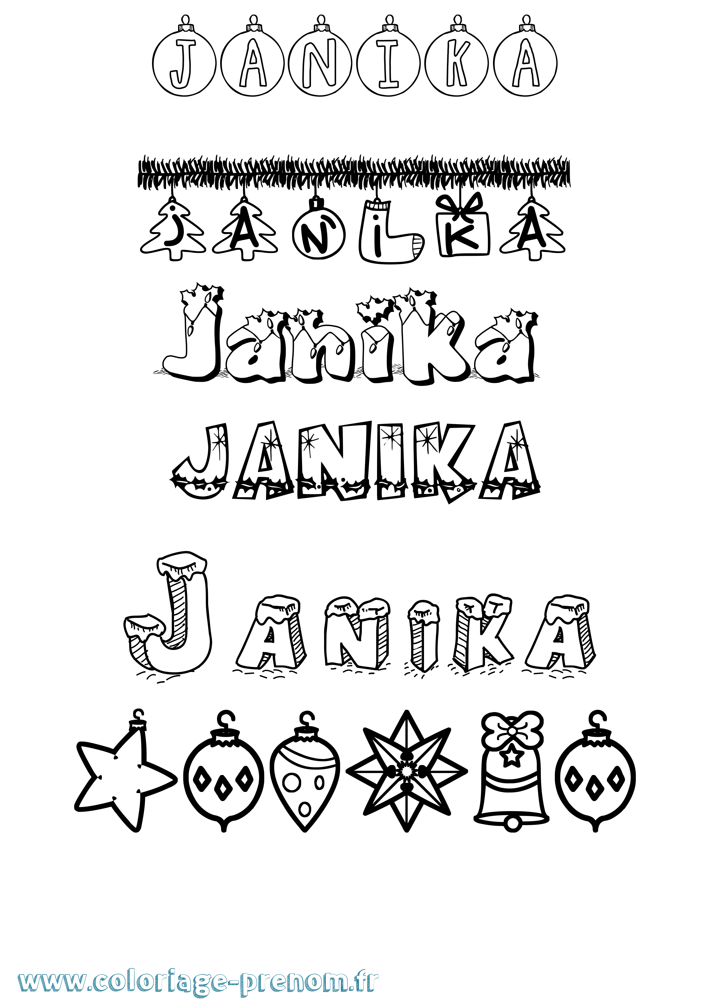 Coloriage Janika Noël Coloriage prénom Janika Noël