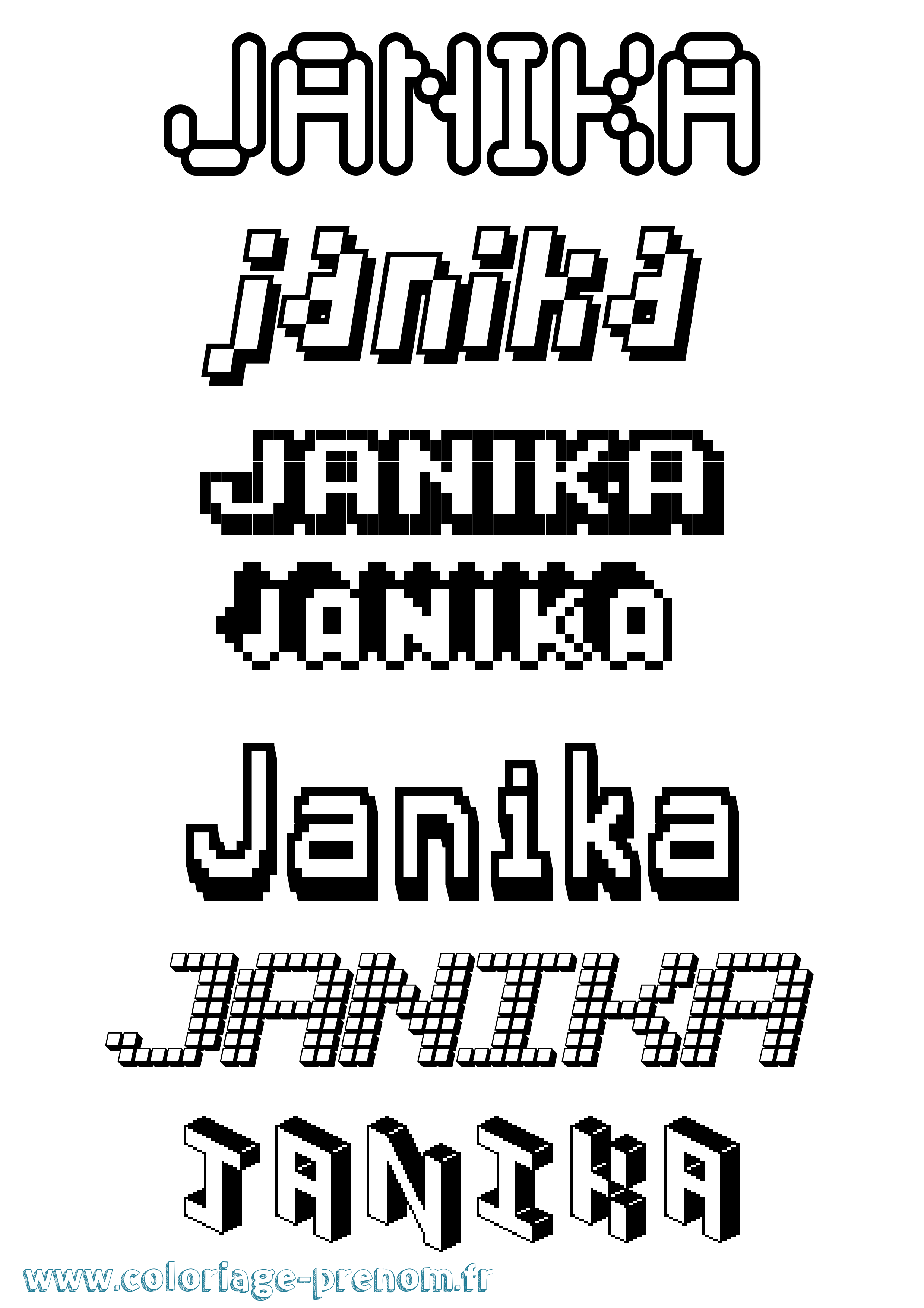 Coloriage Janika Pixel Coloriage prénom Janika Pixel