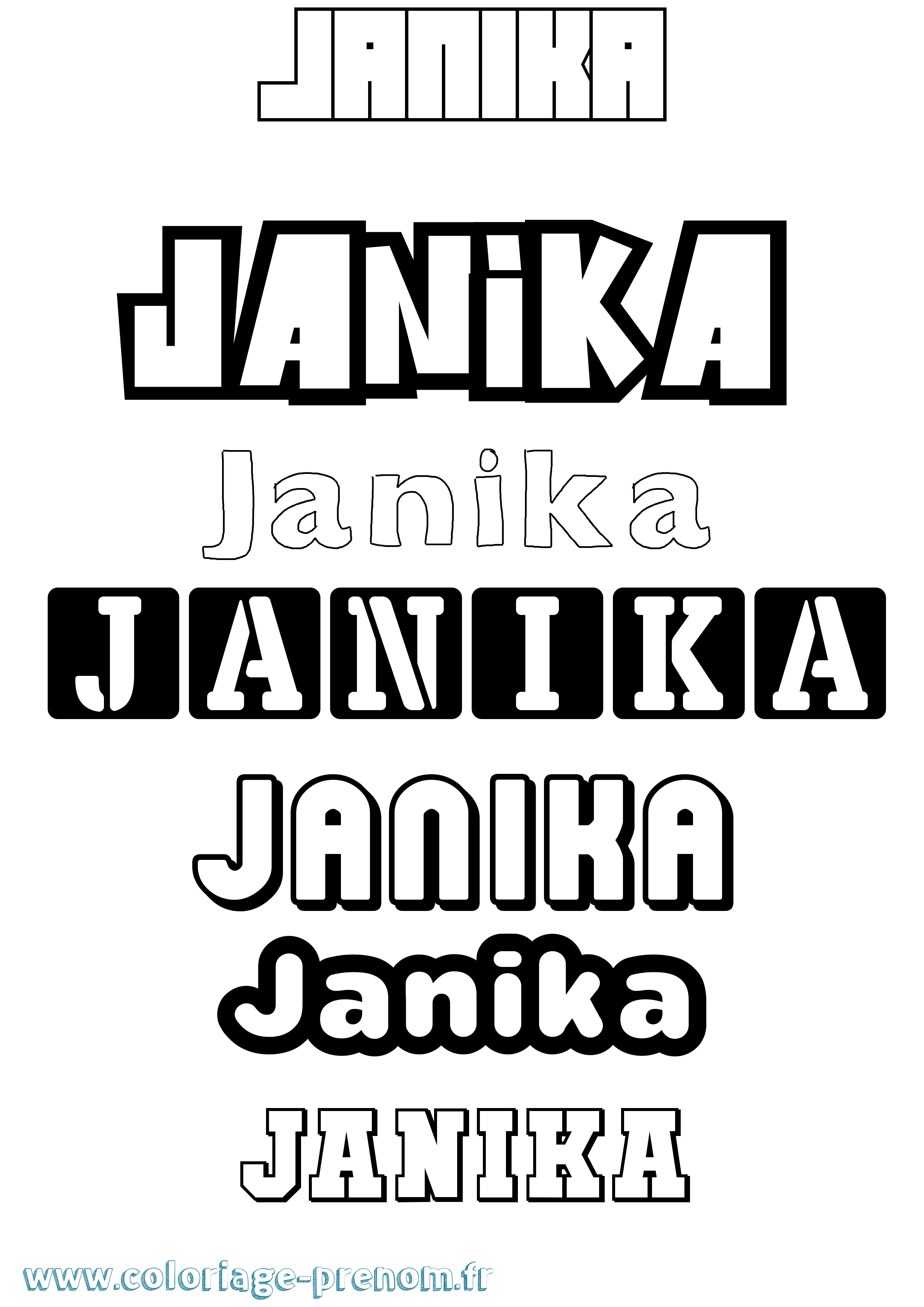 Coloriage Janika Simple Coloriage prénom Janika Simple