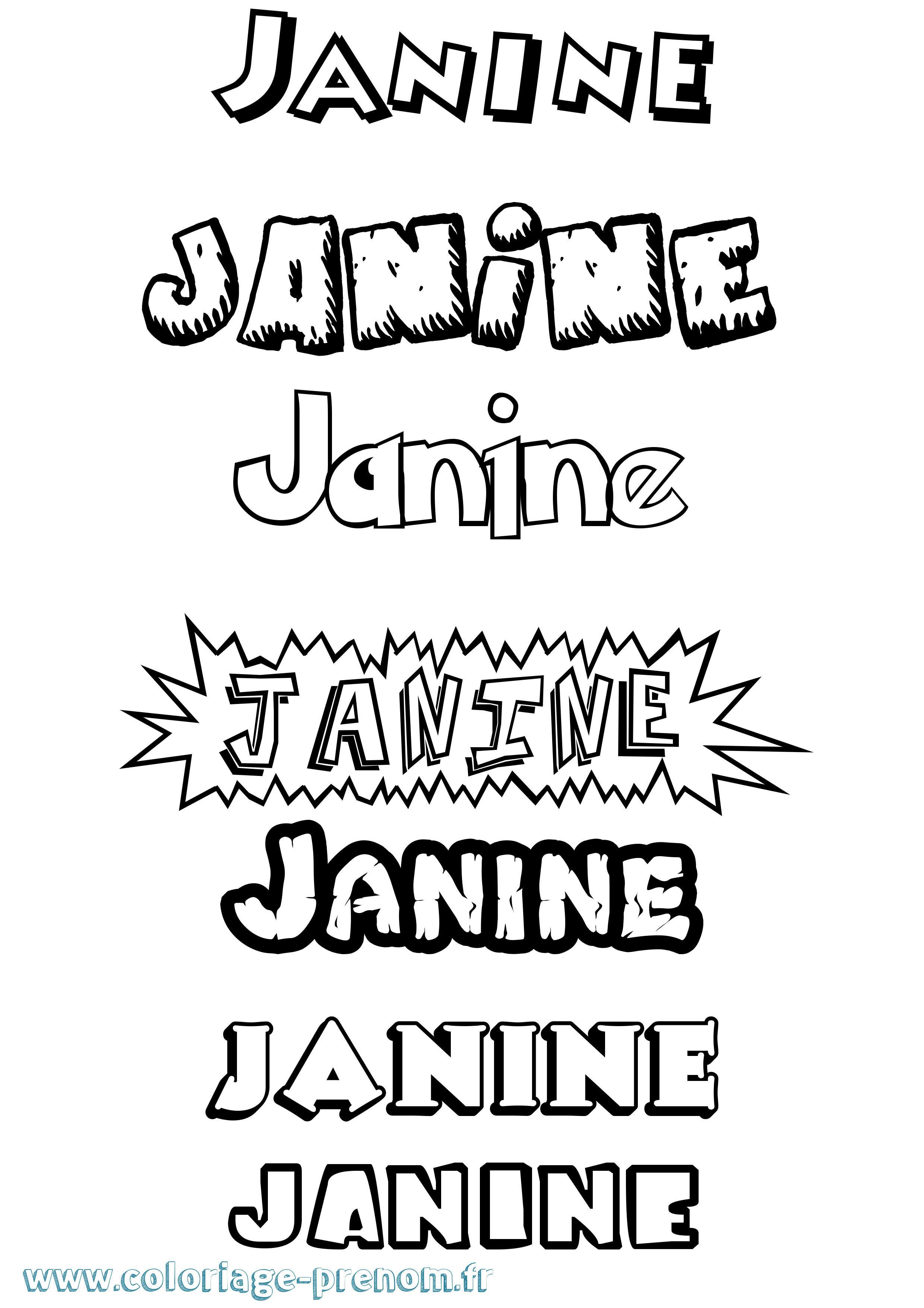 Coloriage Janine Dessin Animé Coloriage prénom Janine Dessin Animé