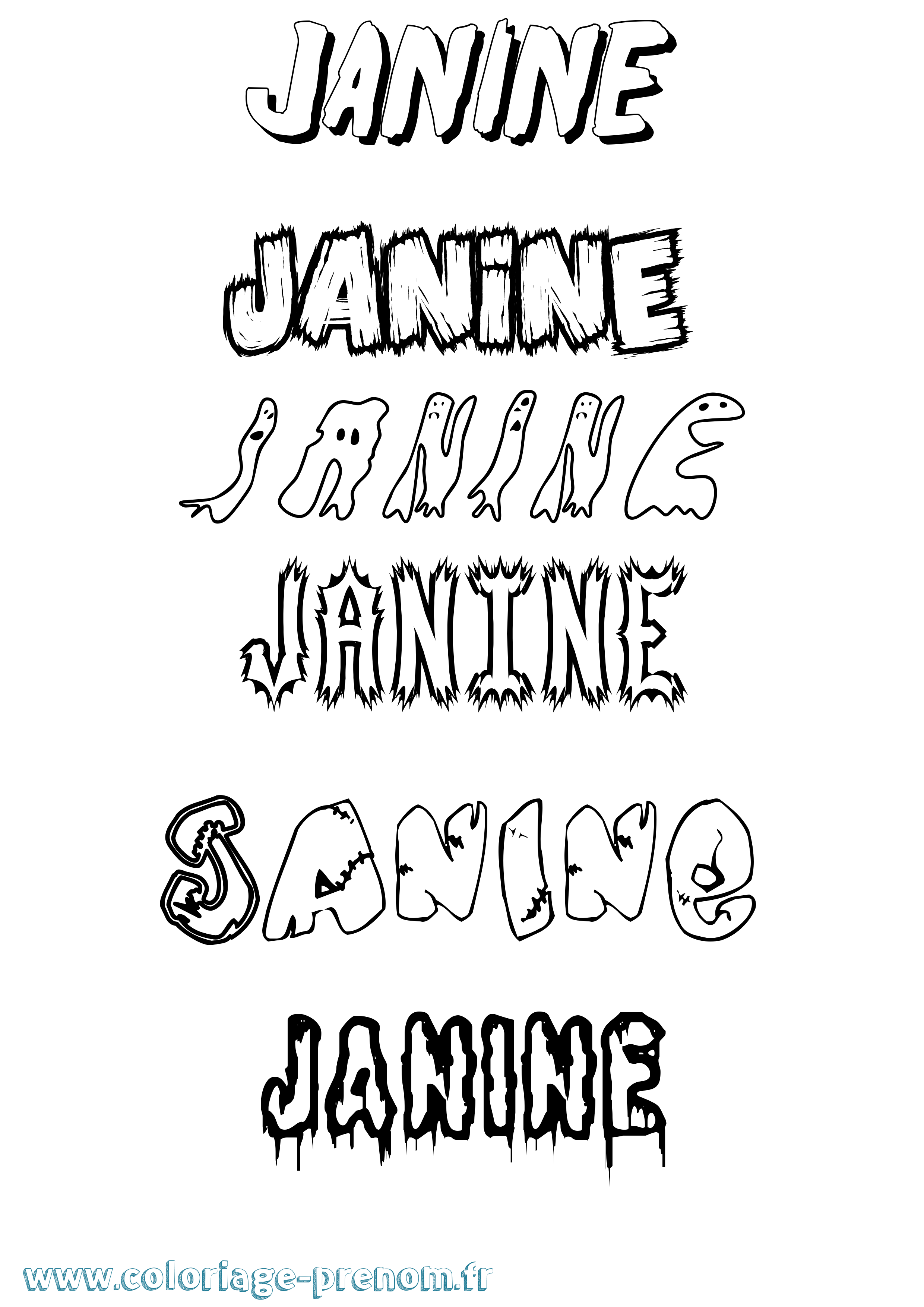 Coloriage Janine Frisson Coloriage prénom Janine Frisson