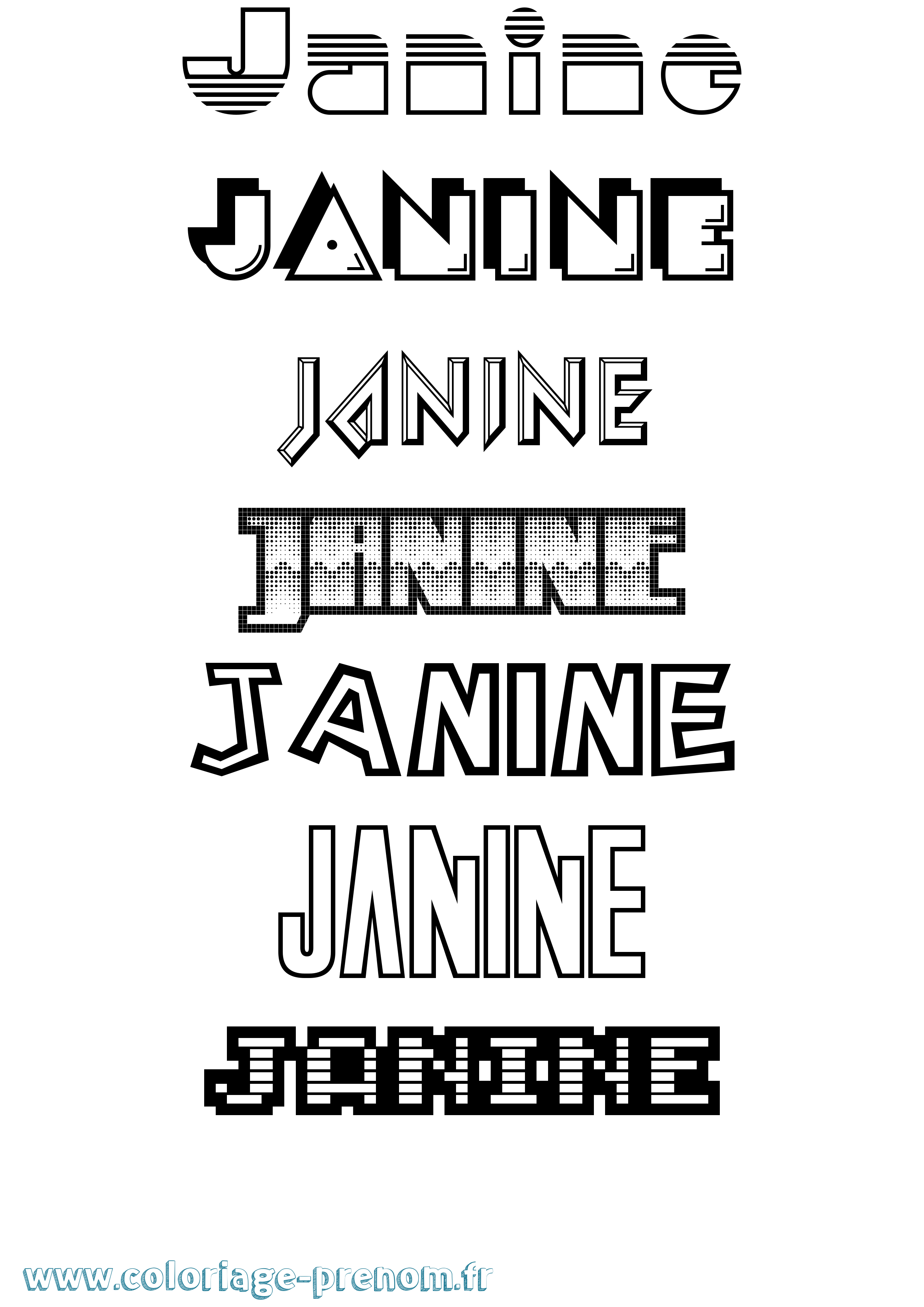 Coloriage Janine Jeux Vidéos Coloriage prénom Janine Jeux Vidéos