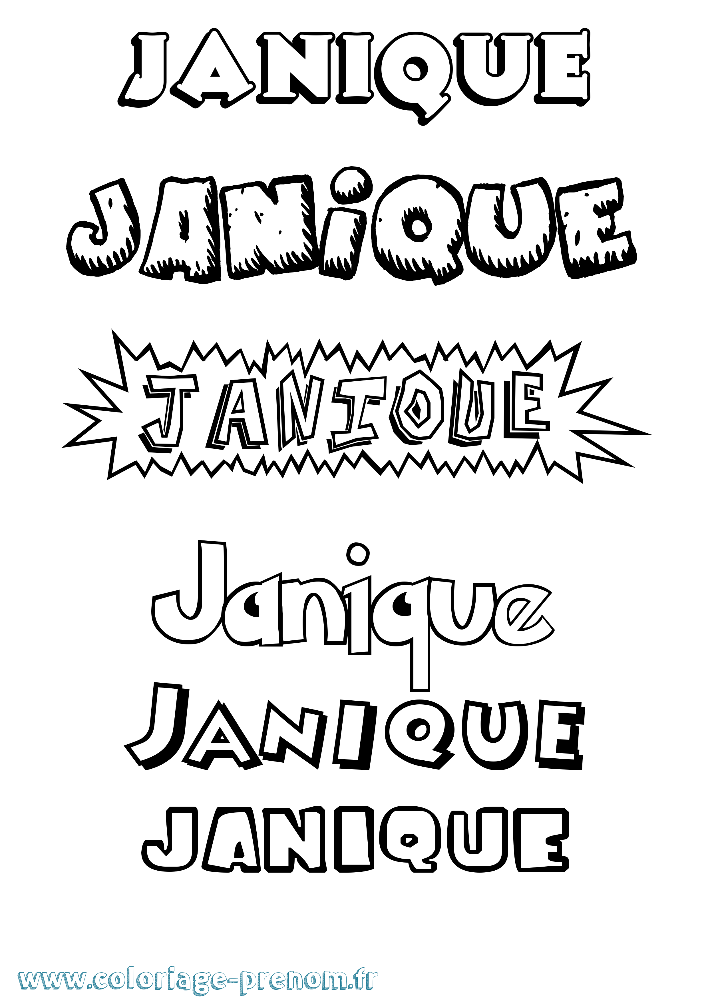 Coloriage Janique Dessin Animé Coloriage prénom Janique Dessin Animé