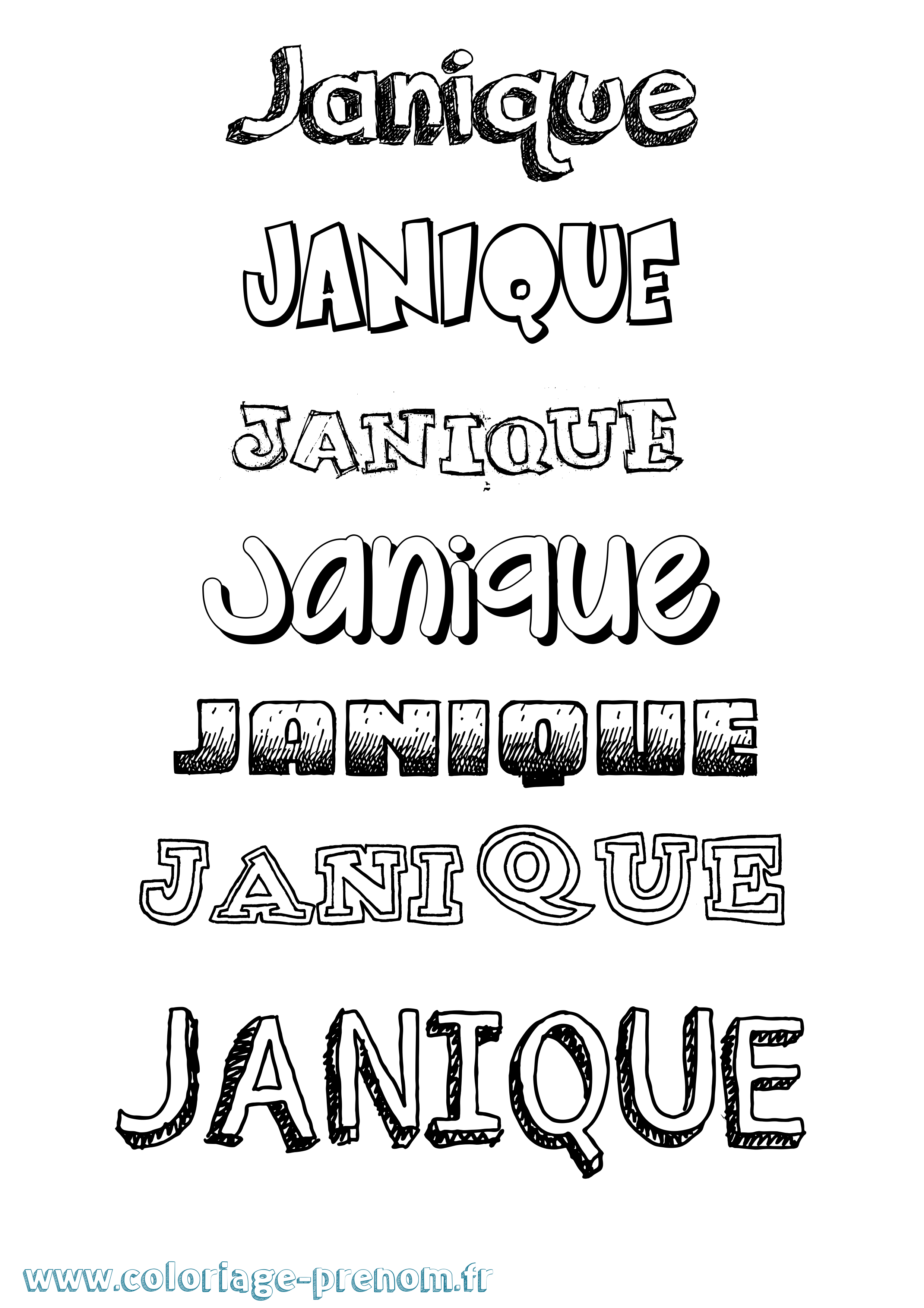 Coloriage Janique Dessiné Coloriage prénom Janique Dessiné