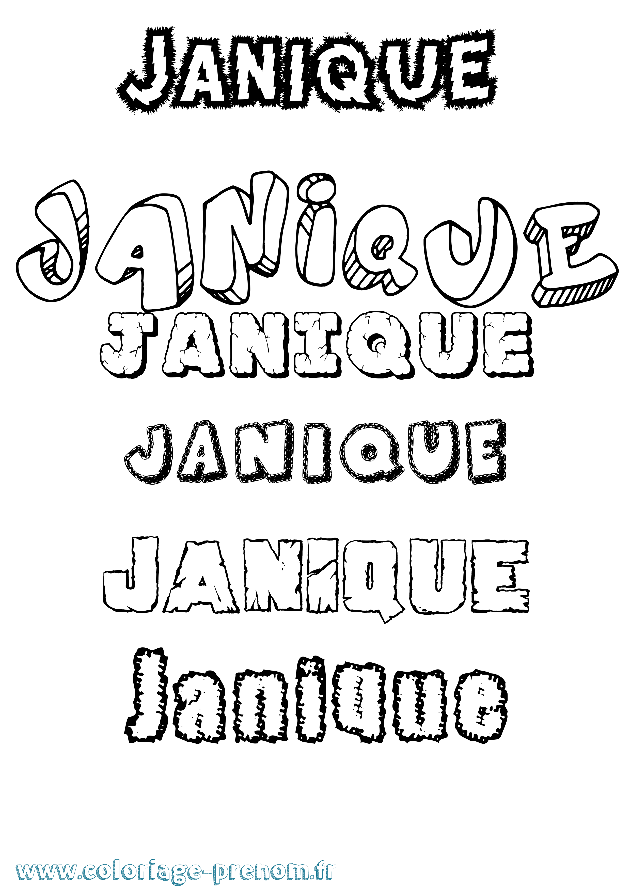 Coloriage Janique Destructuré Coloriage prénom Janique Destructuré