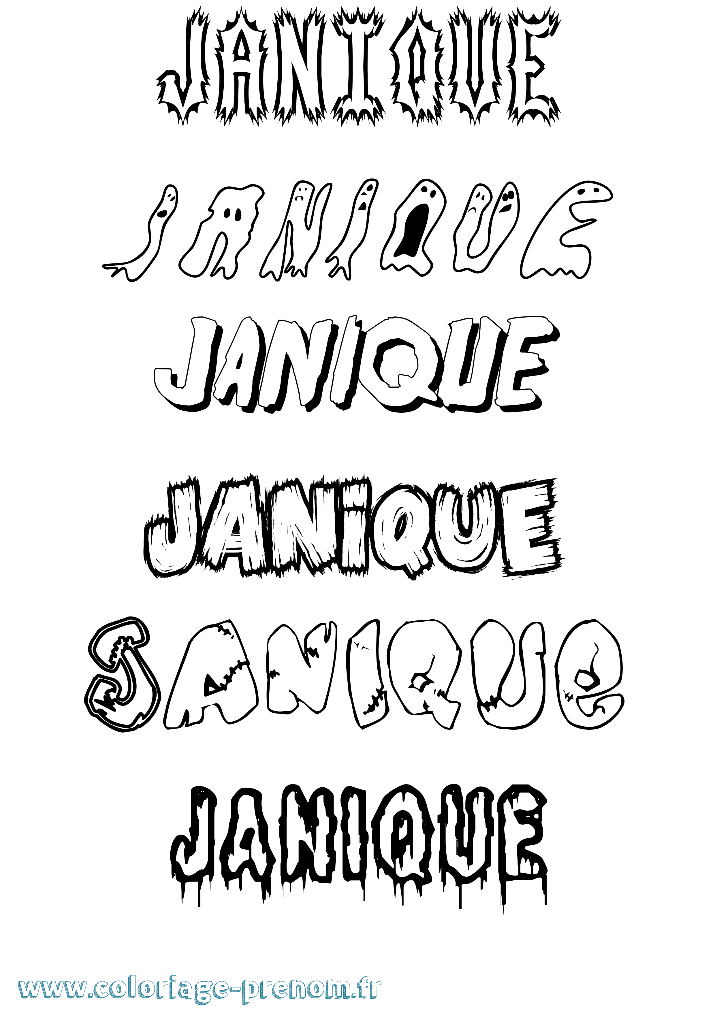 Coloriage Janique Frisson Coloriage prénom Janique Frisson