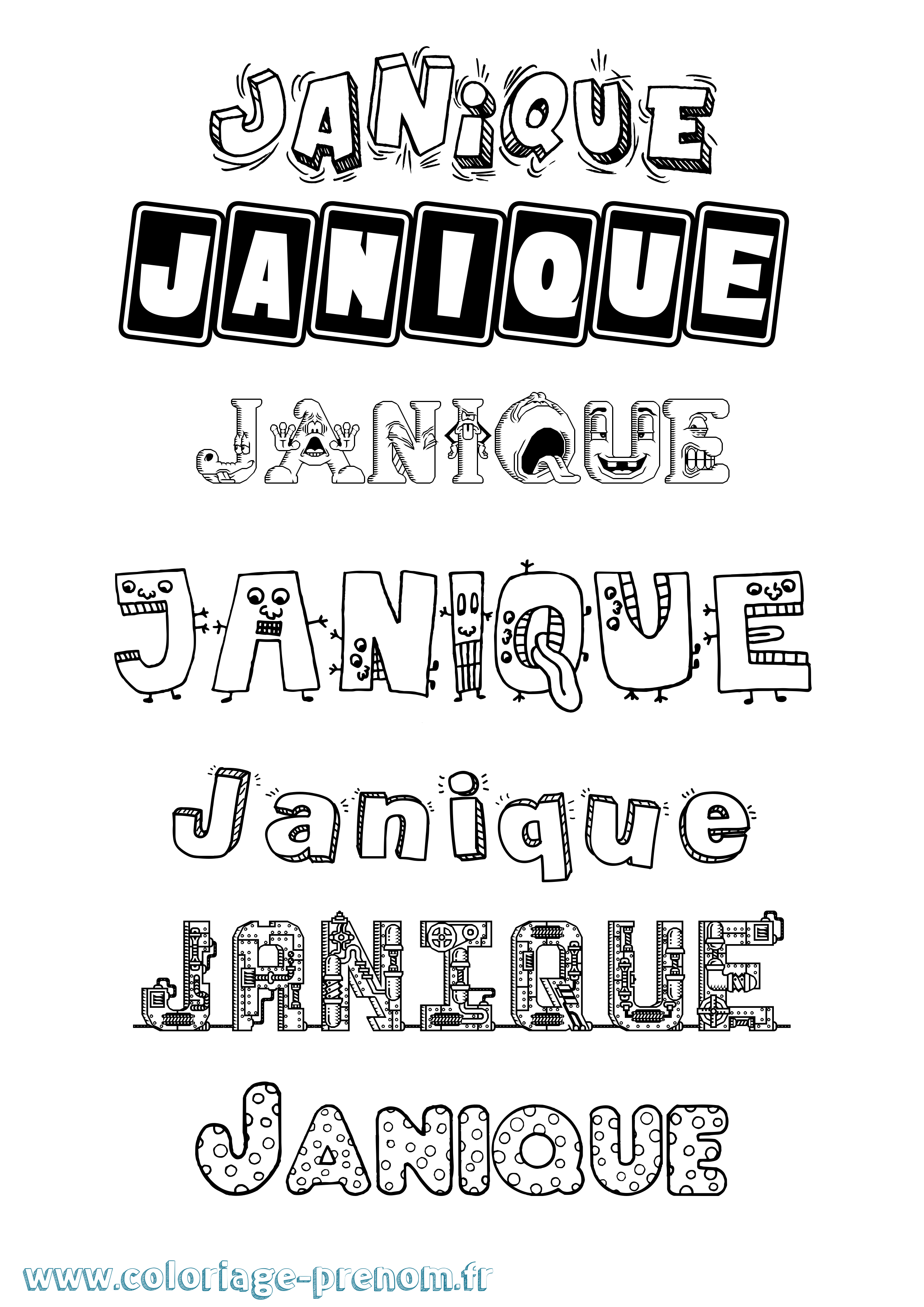 Coloriage Janique Fun Coloriage prénom Janique Fun