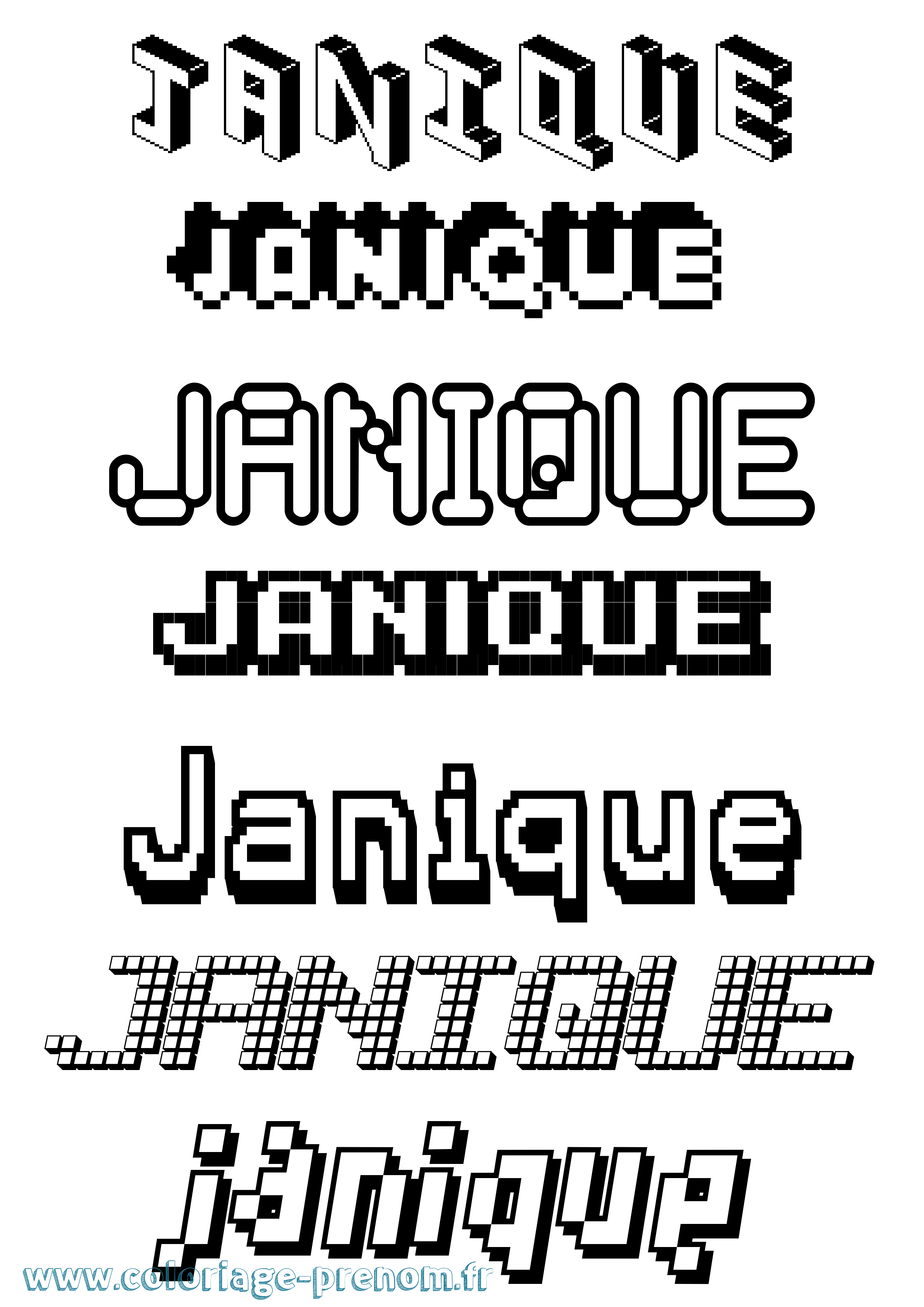 Coloriage Janique Pixel Coloriage prénom Janique Pixel