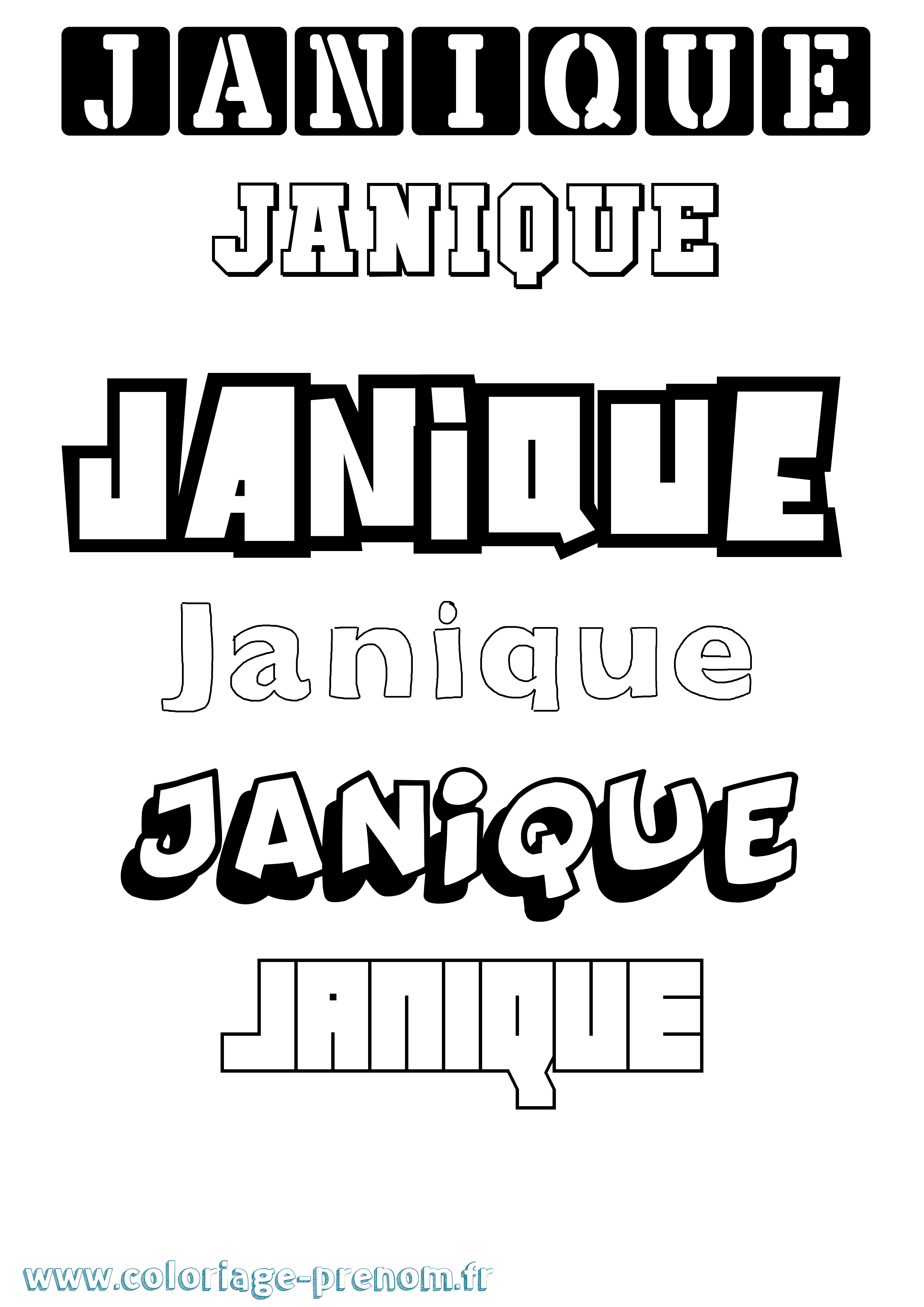 Coloriage Janique Simple Coloriage prénom Janique Simple