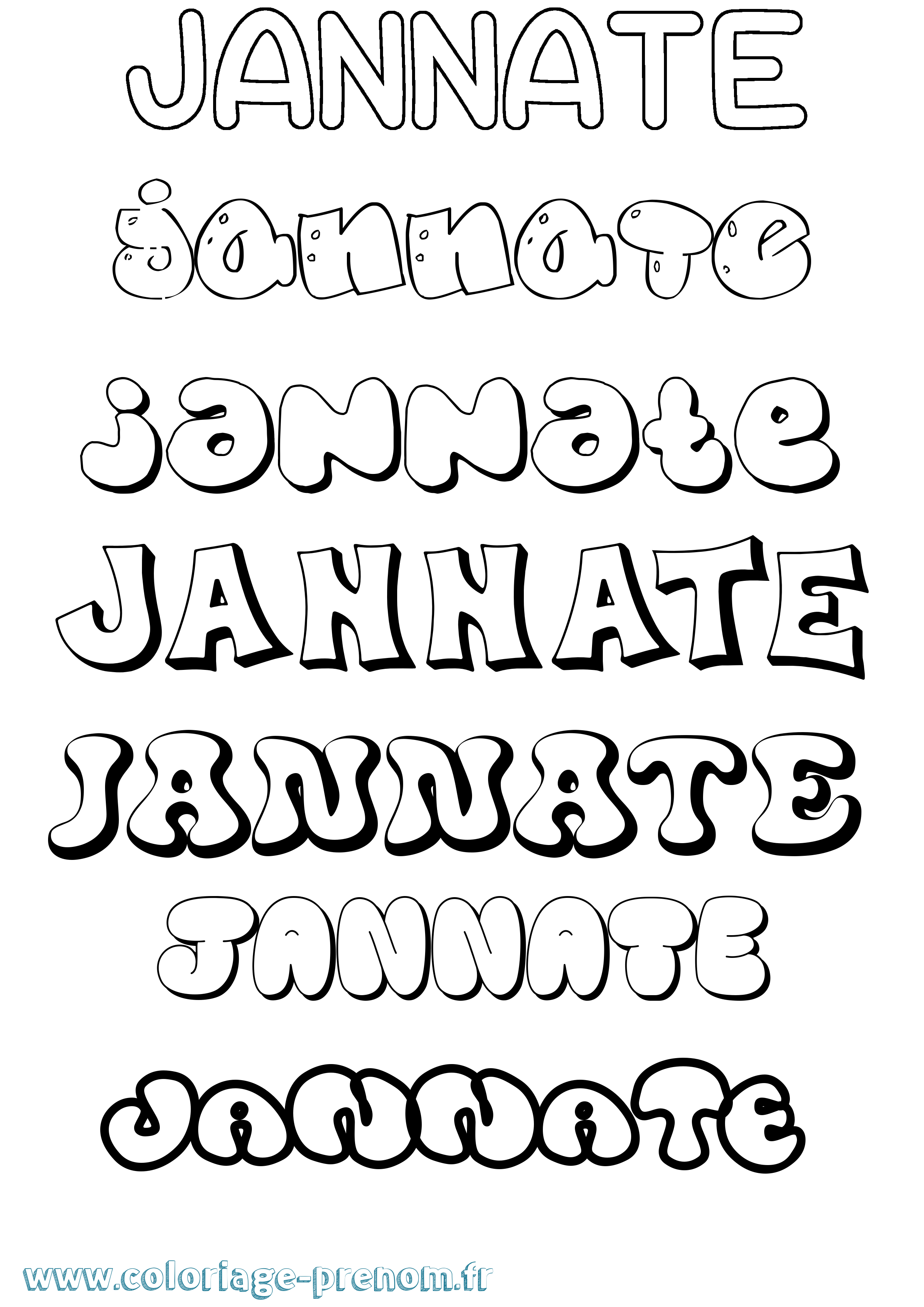 Coloriage Jannate Bubble Coloriage prénom Jannate Bubble