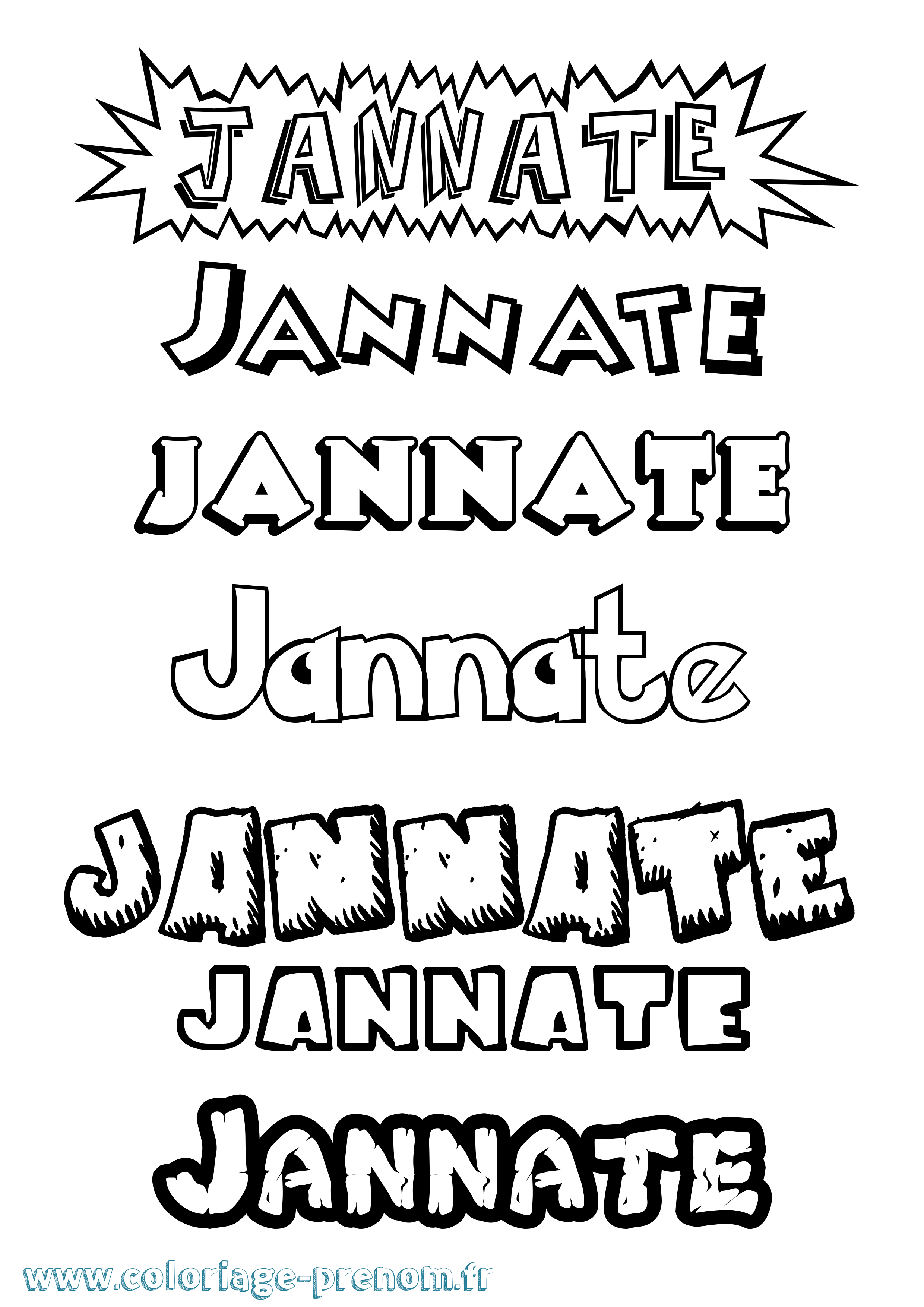 Coloriage Jannate Dessin Animé Coloriage prénom Jannate Dessin Animé