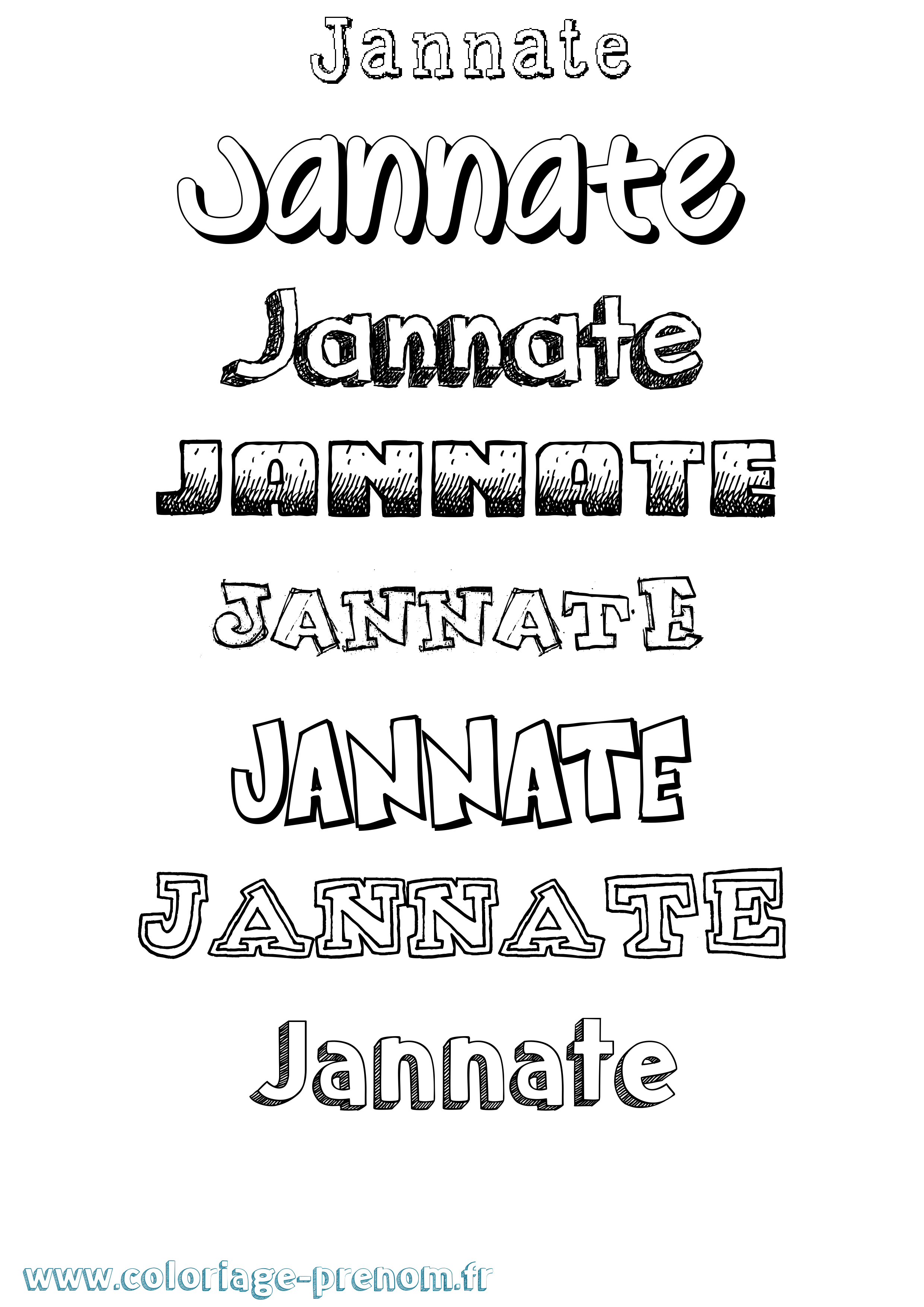 Coloriage Jannate Dessiné Coloriage prénom Jannate Dessiné