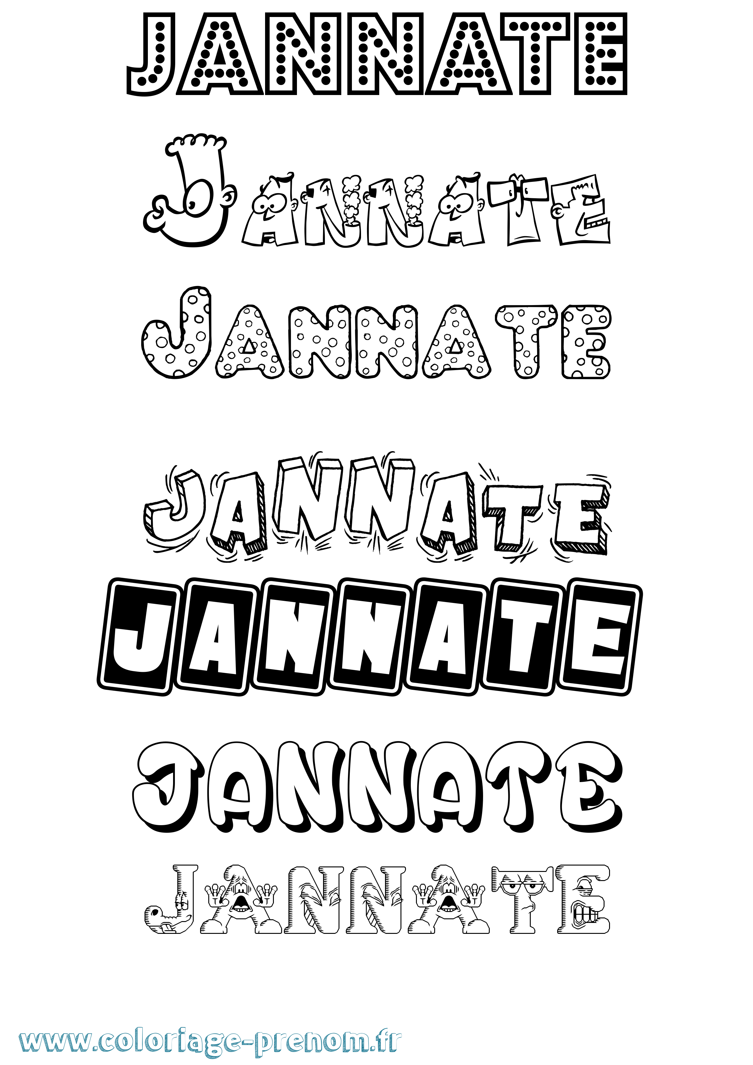 Coloriage Jannate Fun Coloriage prénom Jannate Fun