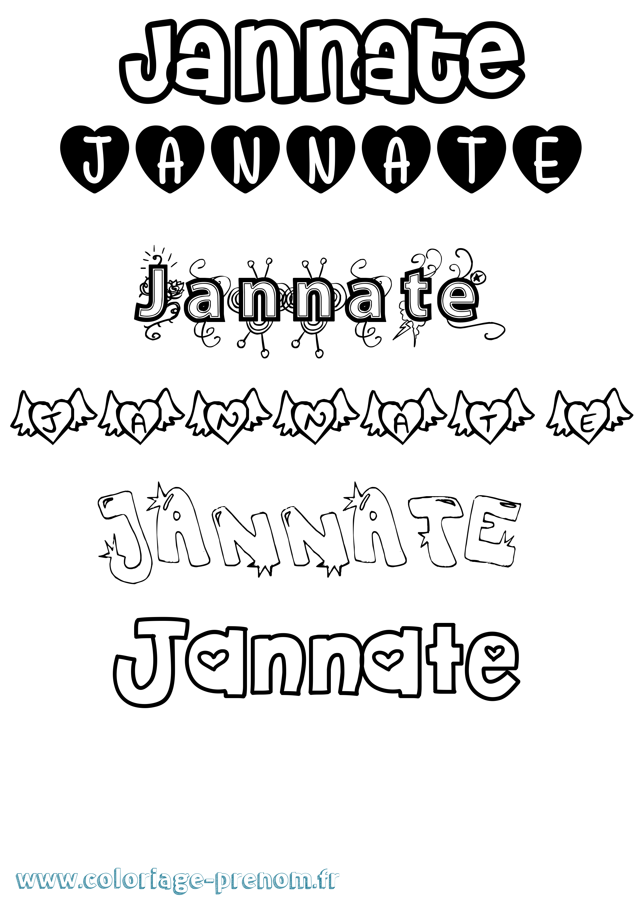 Coloriage Jannate Girly Coloriage prénom Jannate Girly