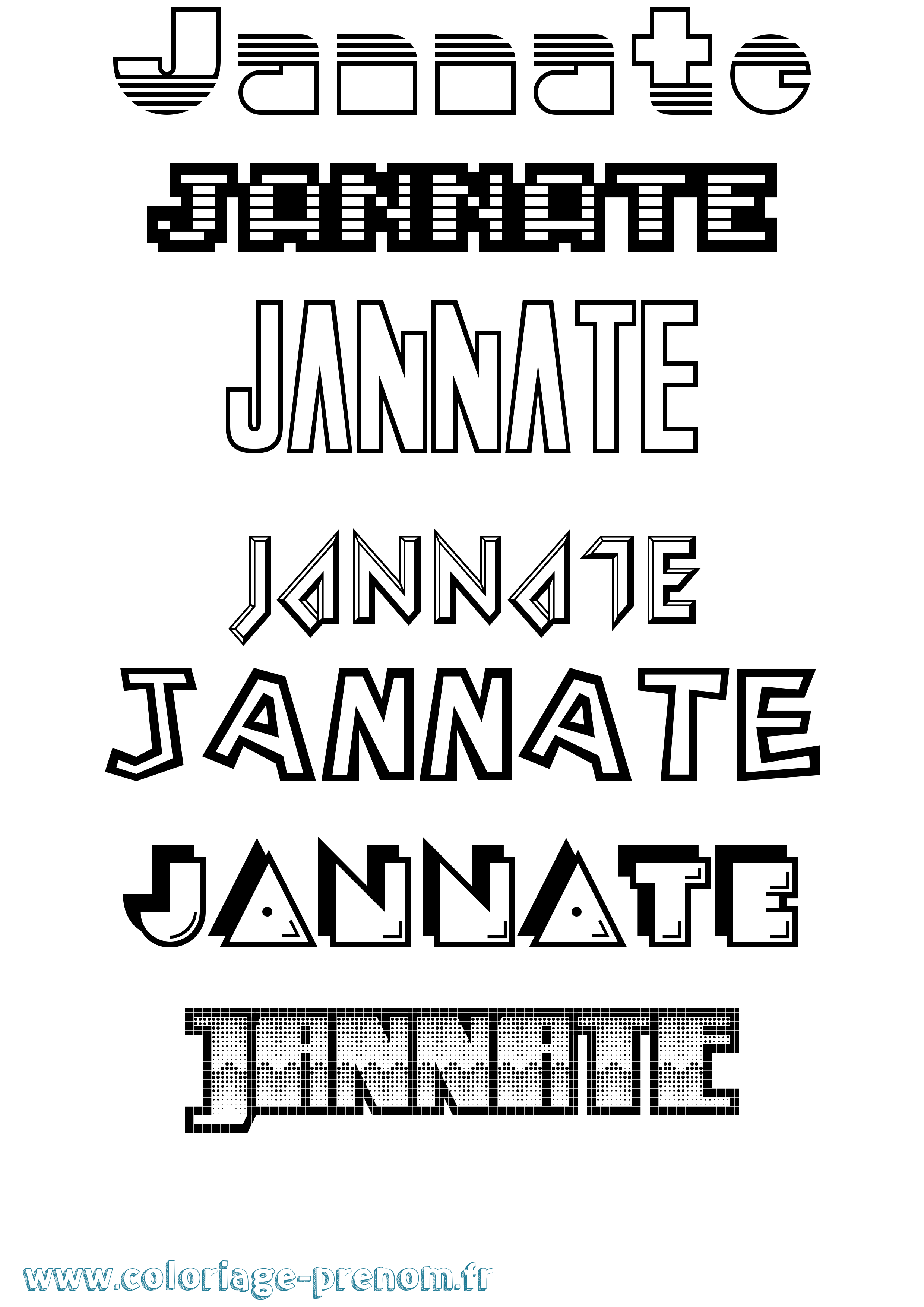 Coloriage Jannate Jeux Vidéos Coloriage prénom Jannate Jeux Vidéos