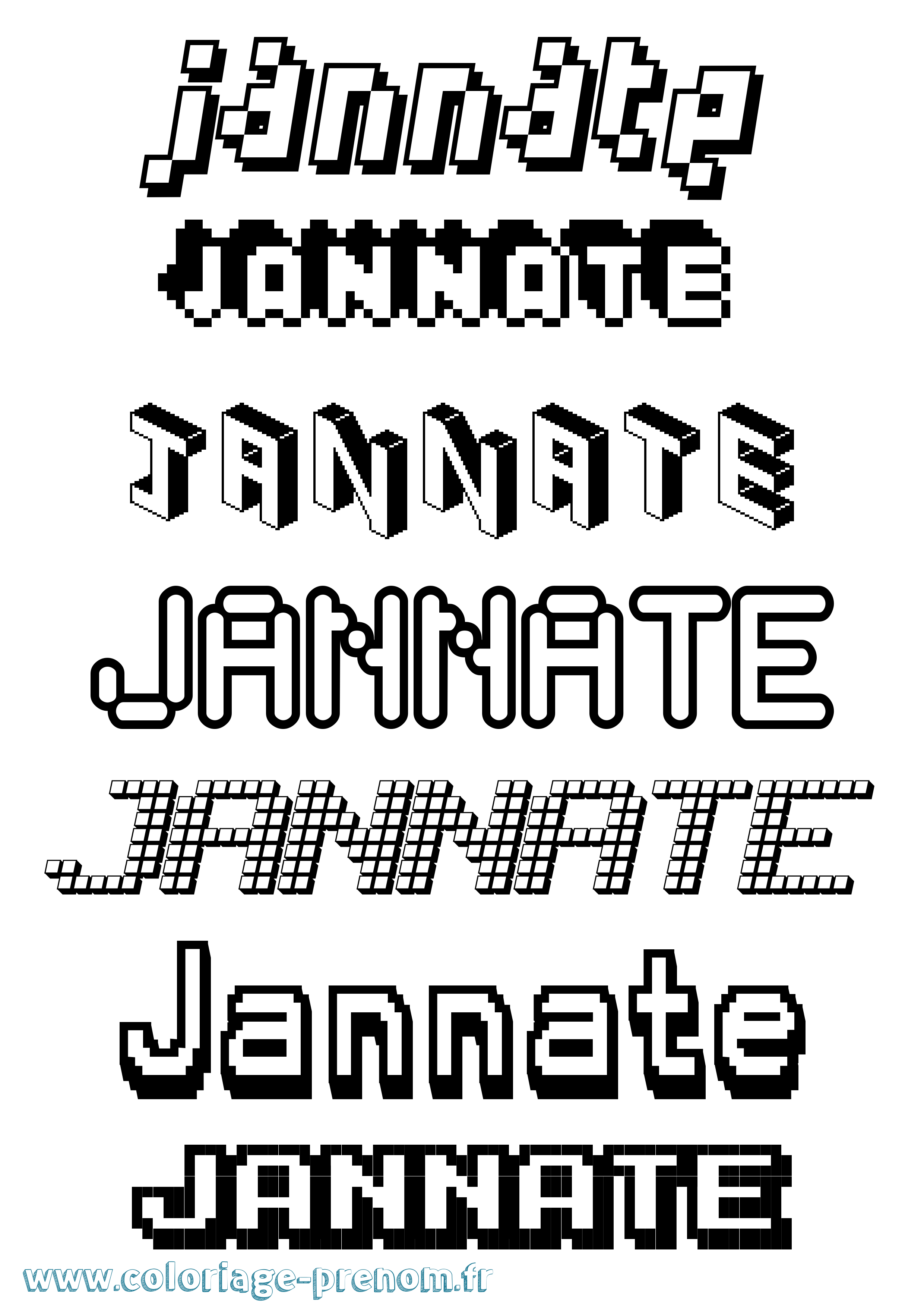 Coloriage Jannate Pixel Coloriage prénom Jannate Pixel