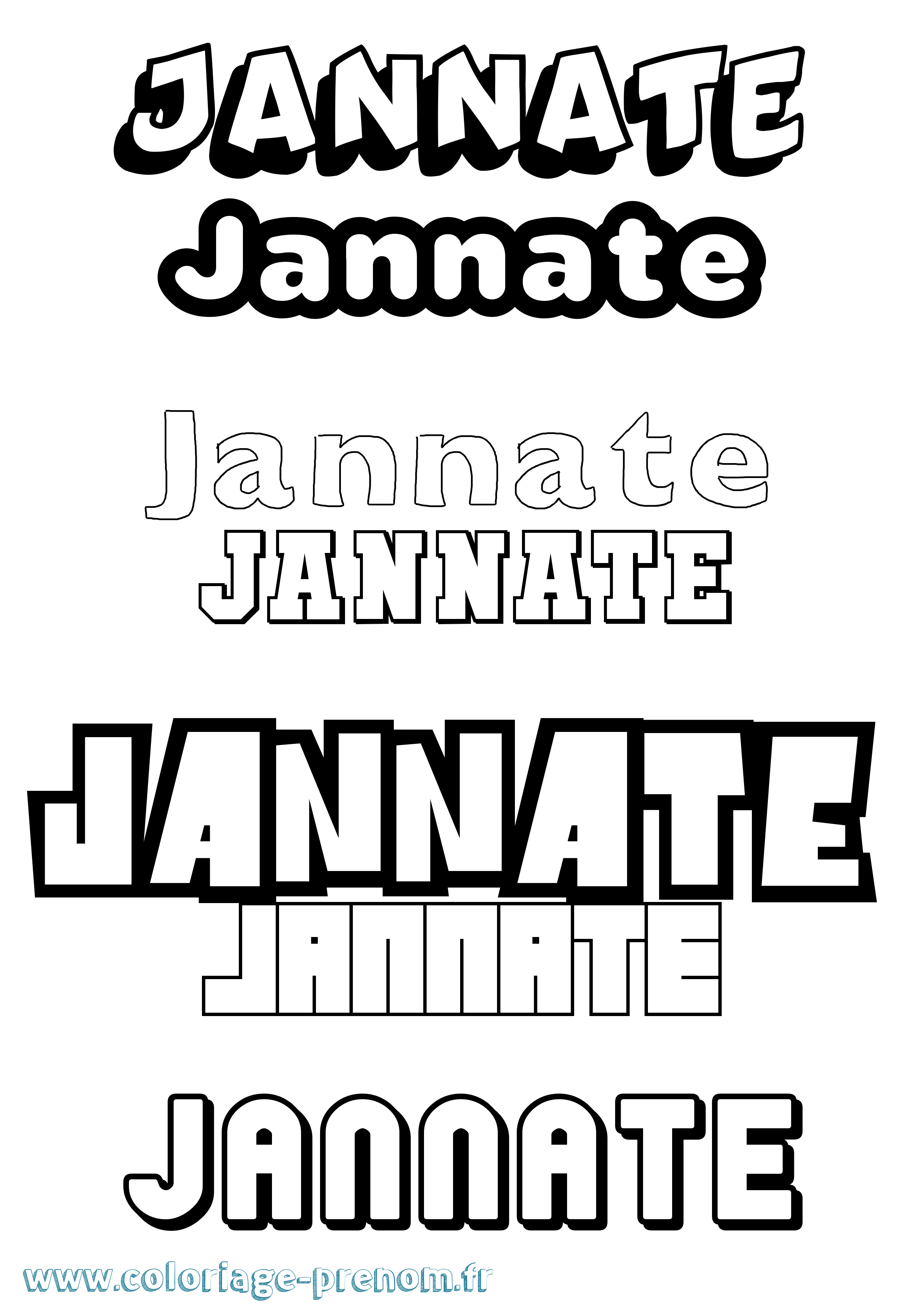 Coloriage Jannate Simple Coloriage prénom Jannate Simple