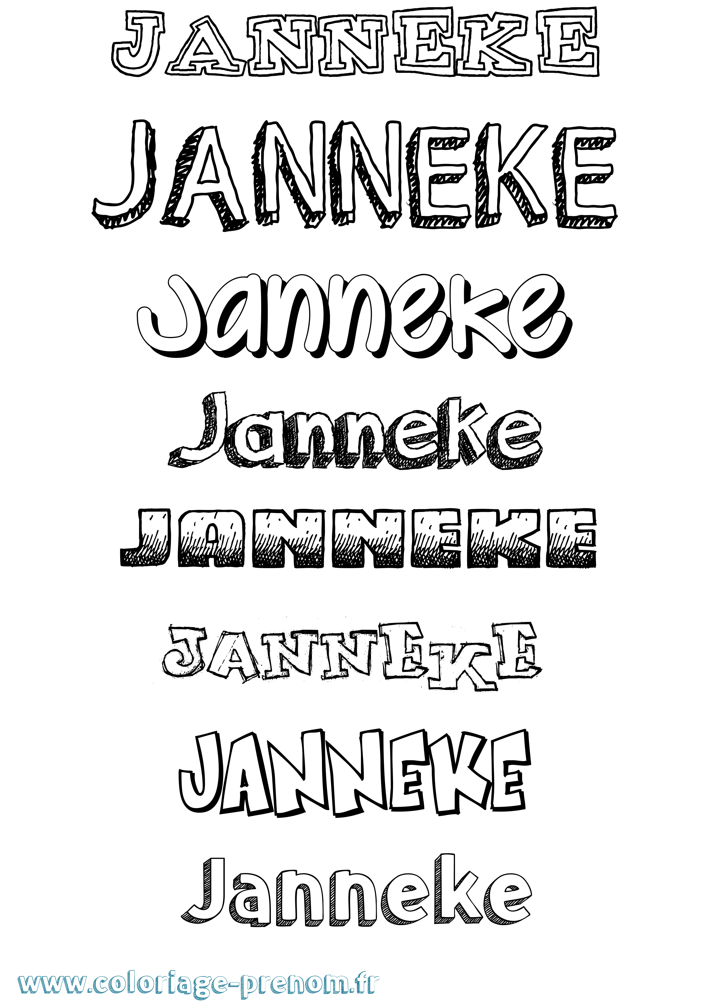 Coloriage Janneke Dessiné Coloriage prénom Janneke Dessiné